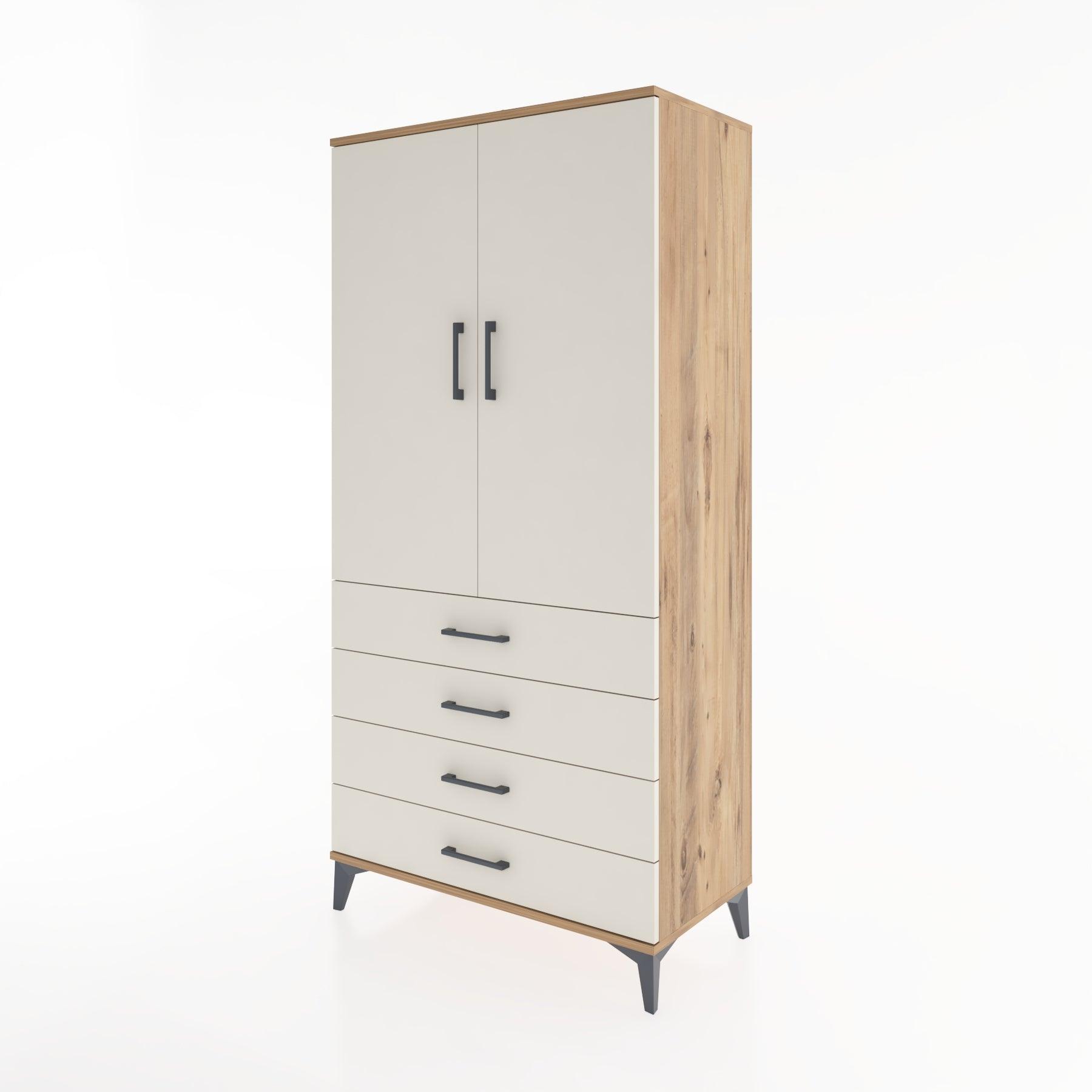 Woodntry Modüler Dolap Çam 88x44x170 cm Kapaklı ve Çekmeceli KC5-3
