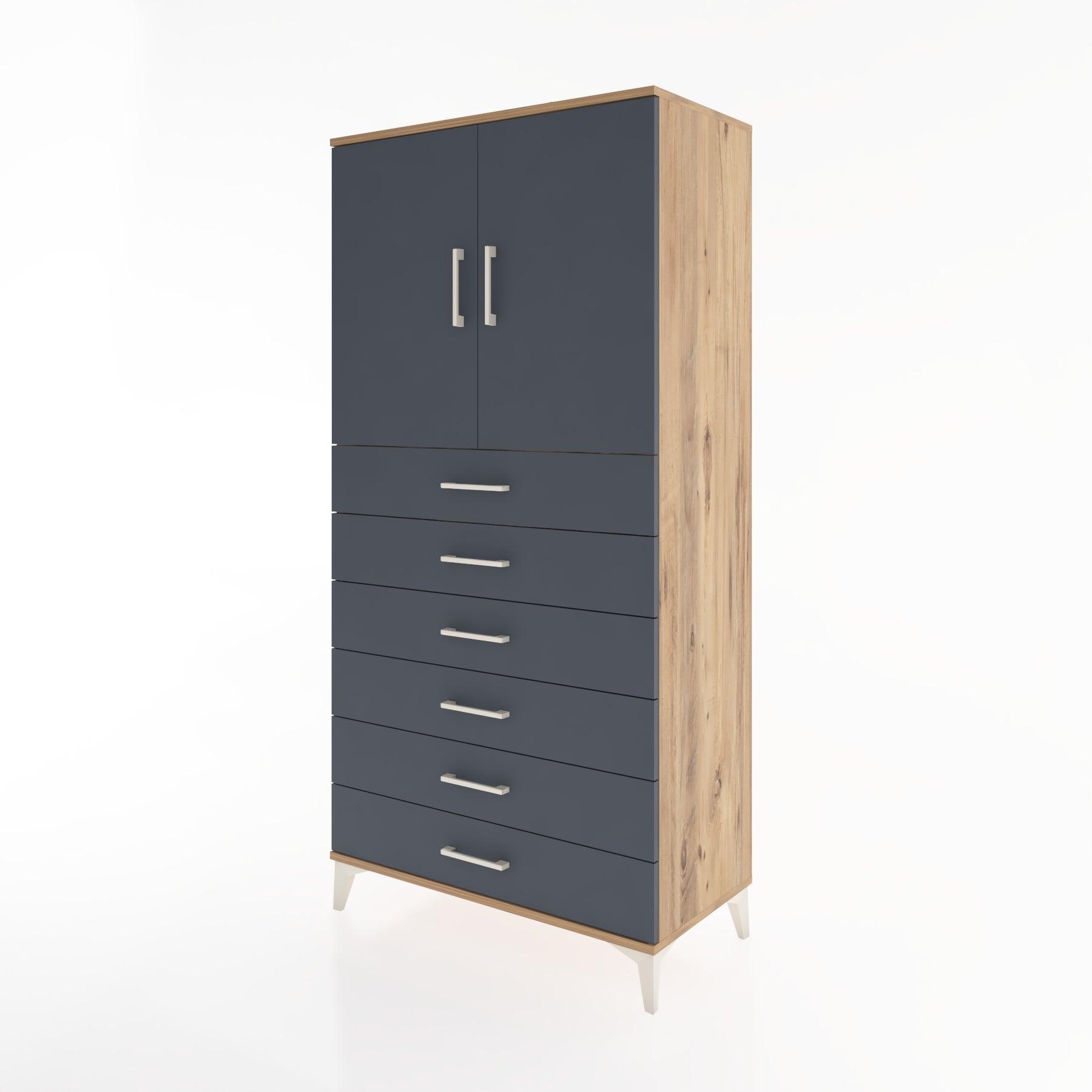 Woodntry Modular Cabinet Pine 88x44x170 cm with Doors and Drawers KC3-3