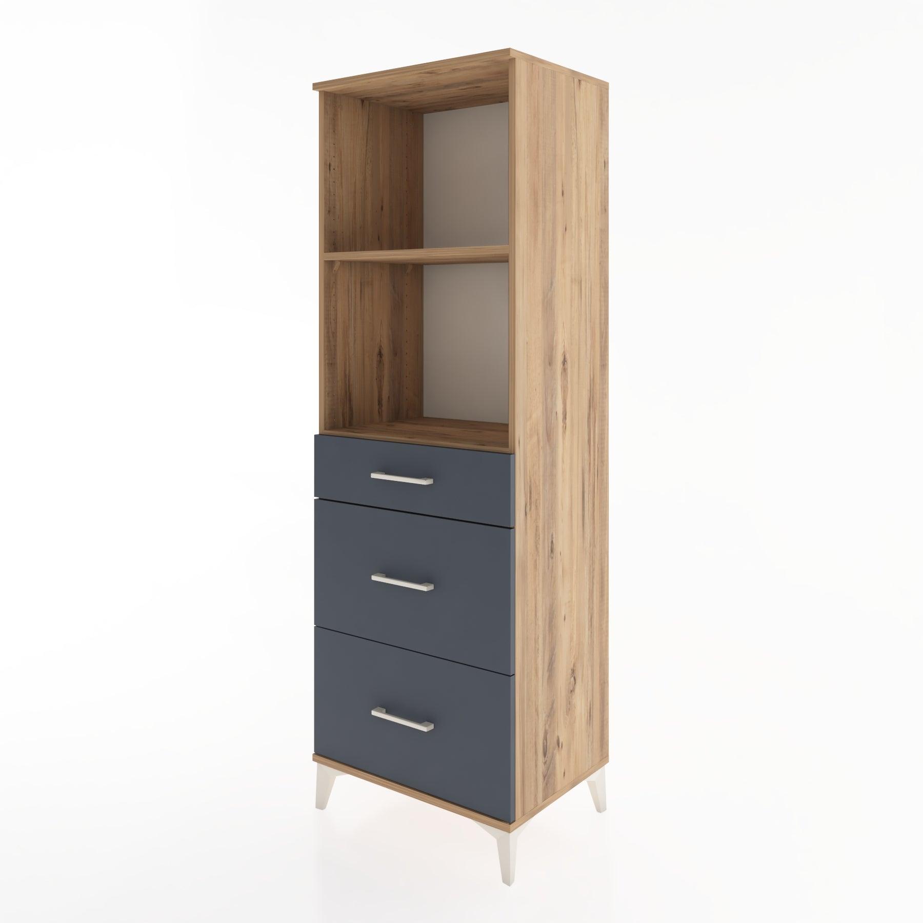 Woodntry Modüler Dolap Çam 60x44x170 cm Çekmeceli ve Raflı CR47-3