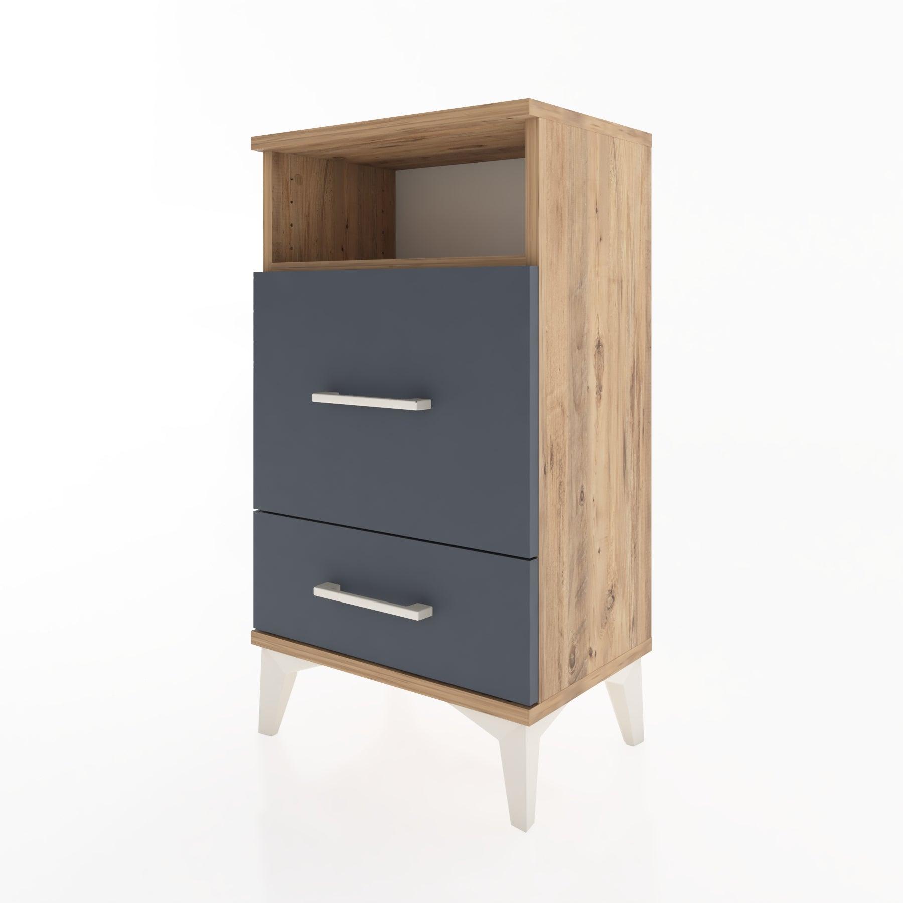 Woodntry Modüler Komodin 2 Çekmece ve Raflı V4 44x30x68 cm Çam - Woodntry