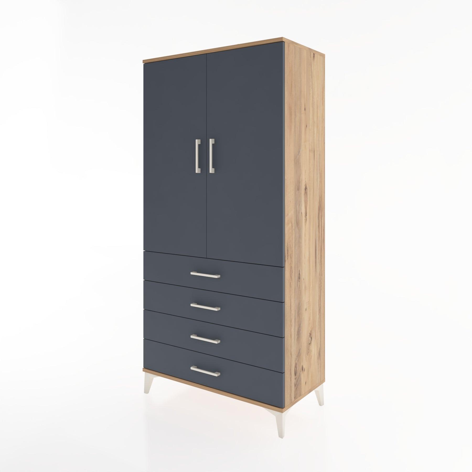 Woodntry Modüler Dolap Çam 88x44x170 cm Kapaklı ve Çekmeceli KC5-3