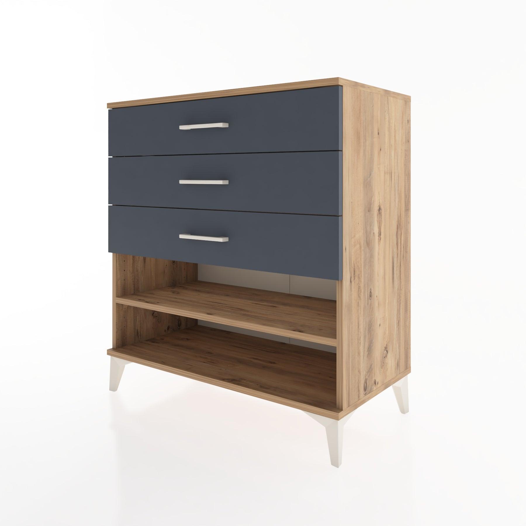 Woodntry Modüler Şifonyer Çam 88x44x84 cm Çekmeceli ve Raflı CR12-3