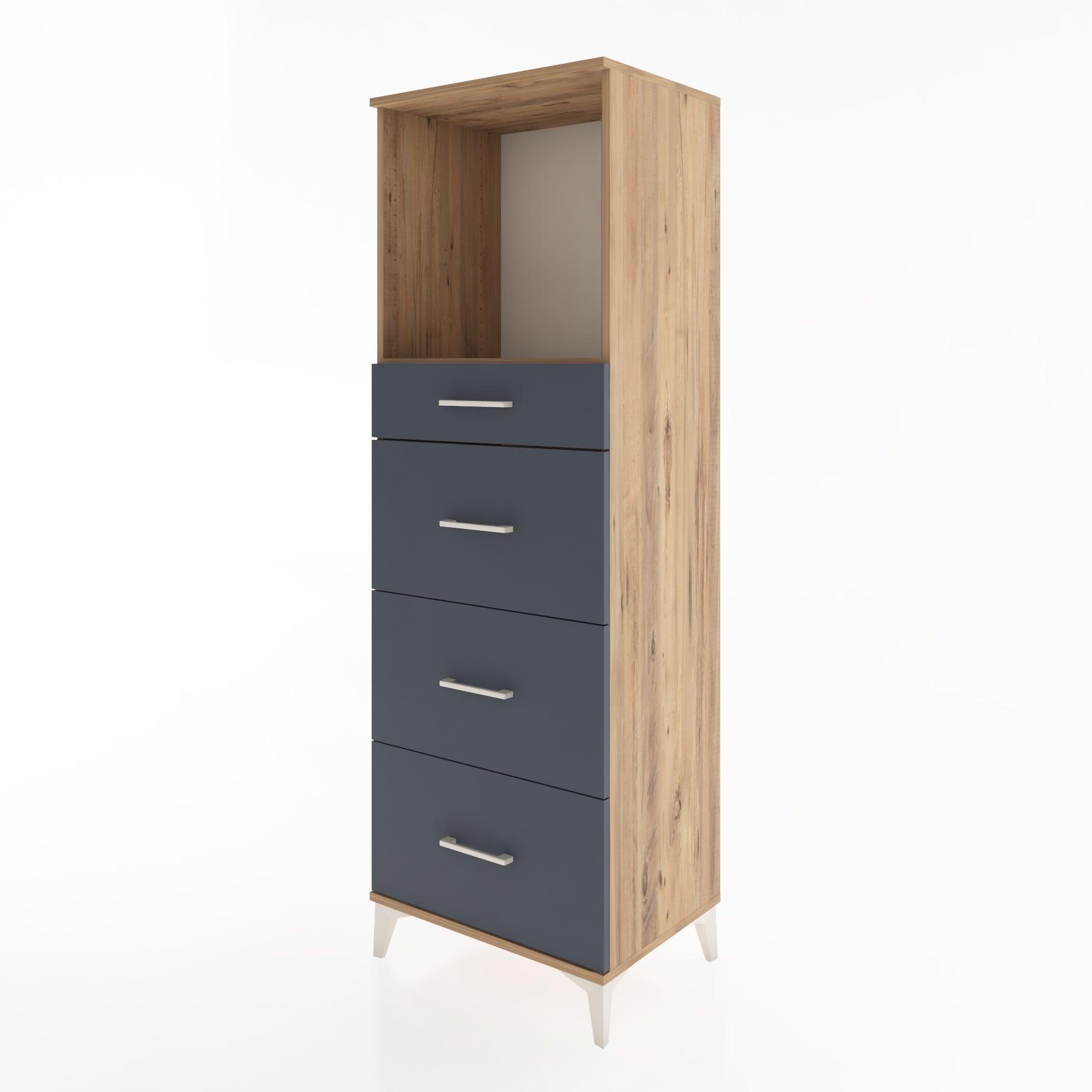 Woodntry Modüler Dolap Çam 60x44x170 cm Çekmeceli ve Raflı CR50-3