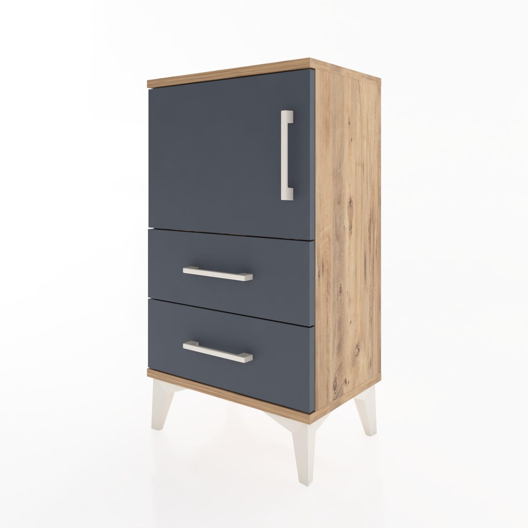 Woodntry Modüler Komodin Kapaklı 2 Çekmeceli 44x30x68 cm Çam - Woodntry