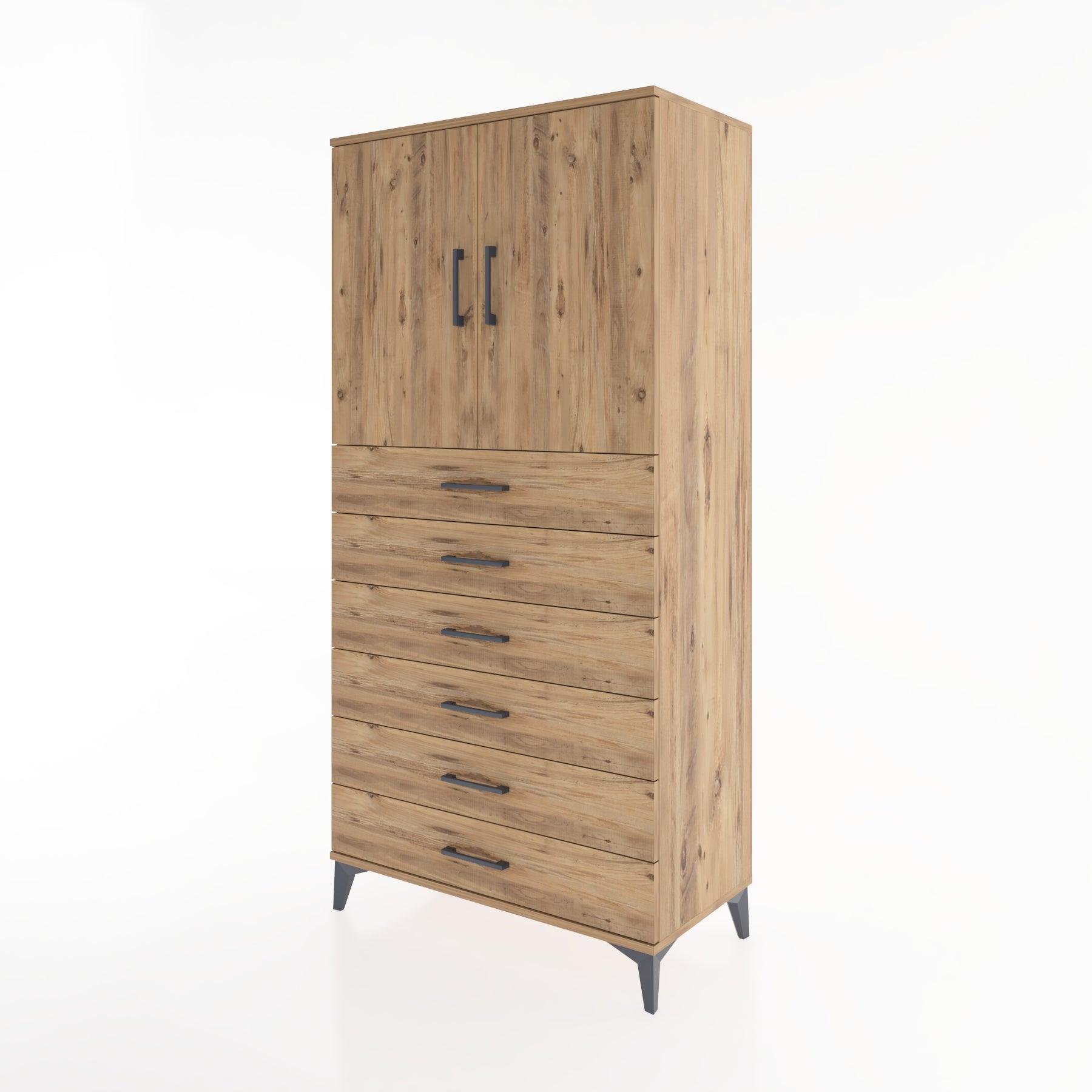 Woodntry Modular Cabinet Pine 88x44x170 cm with Doors and Drawers KC3-3