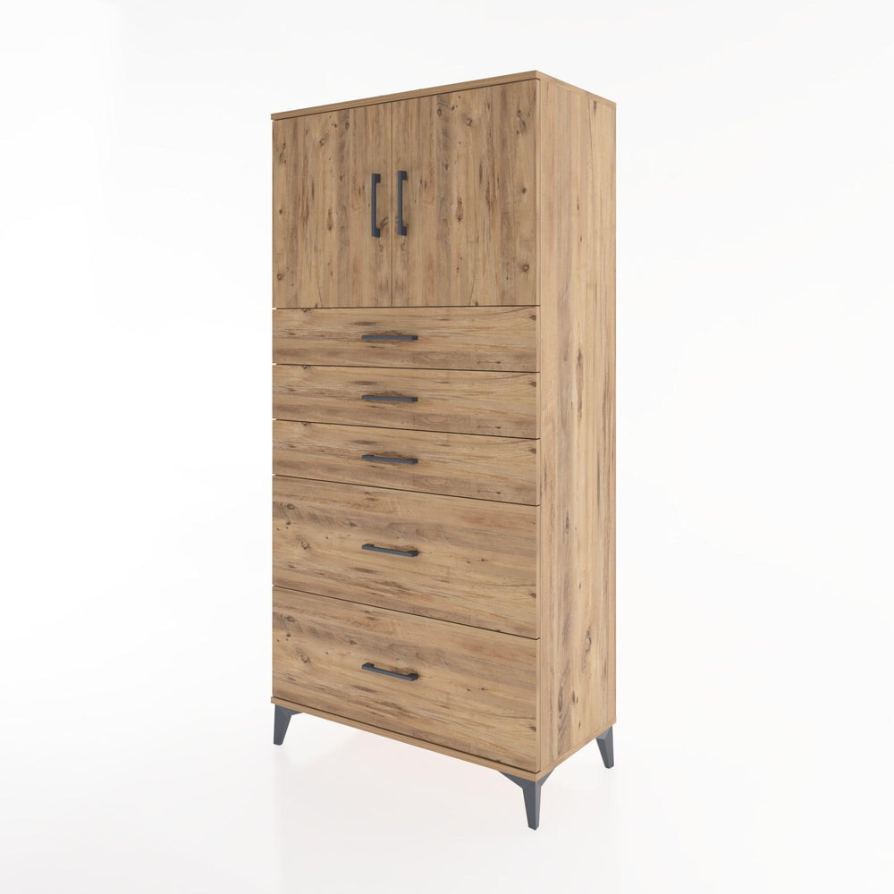 Woodntry Modular Cabinet Pine 88x44x170 cm with Doors and Drawers KC18-3