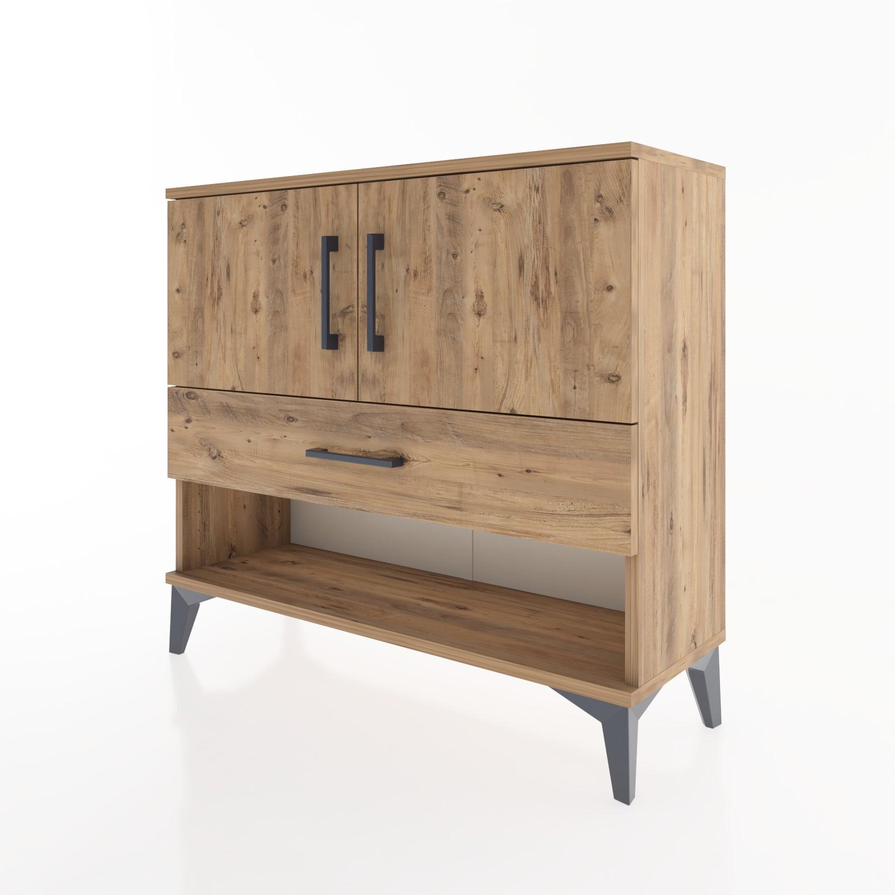 Woodntry Modüler Şifonyer Kapak ve Çekmeceli V4 88x30x68 cm Çam - Woodntry
