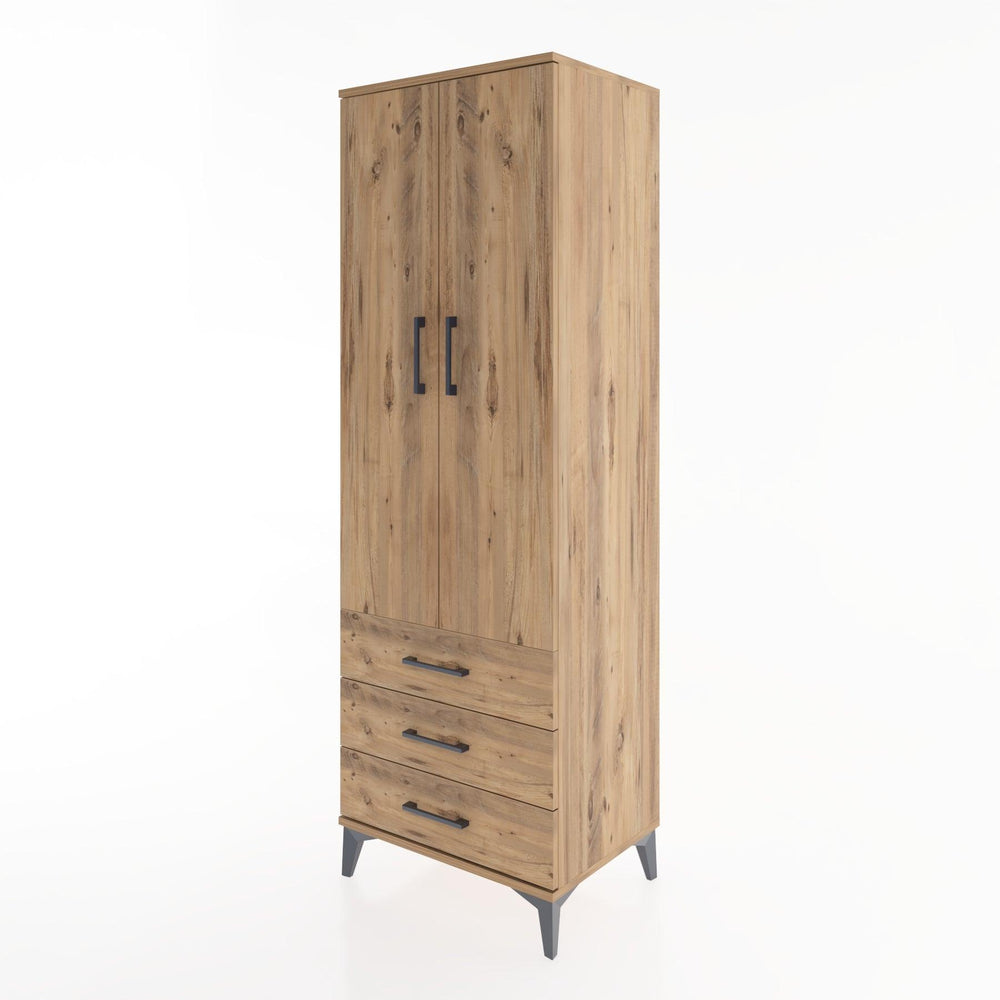 Woodntry Modüler Dolap Çam 60x44x170 cm Kapaklı ve Çekmeceli KC6-3