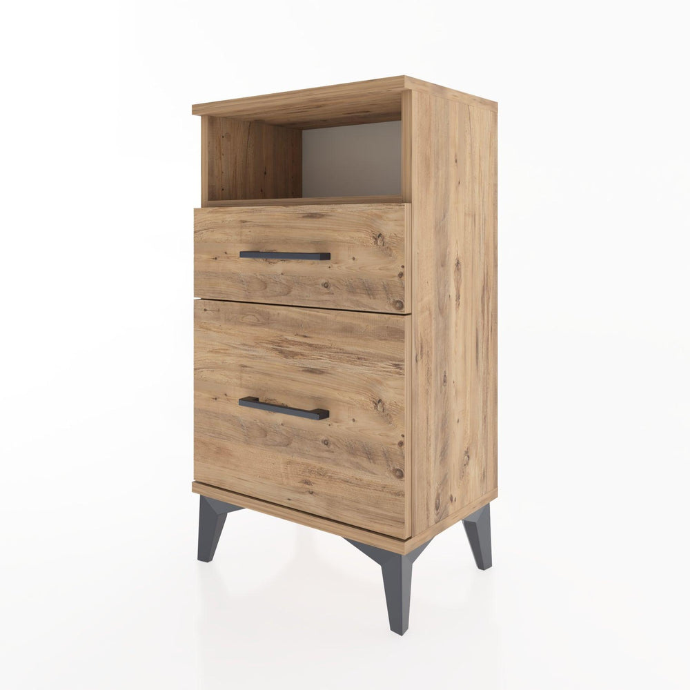 Woodntry Modüler Komodin 2 Çekmece ve Raflı V3 44x30x68 cm Çam - Woodntry