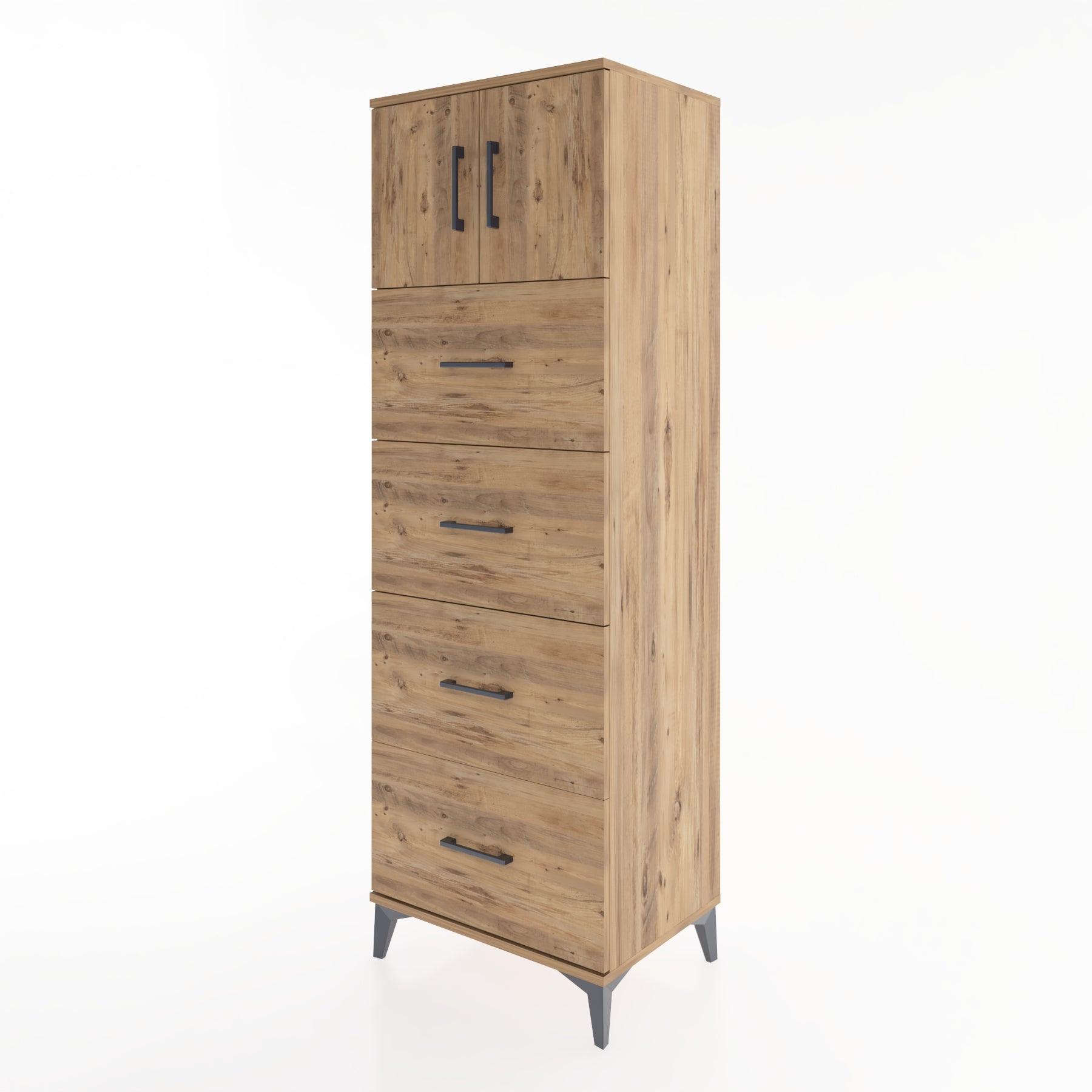 Woodntry Modular Cabinet Pine 60x44x170 cm with Doors and Drawers KC25-3
