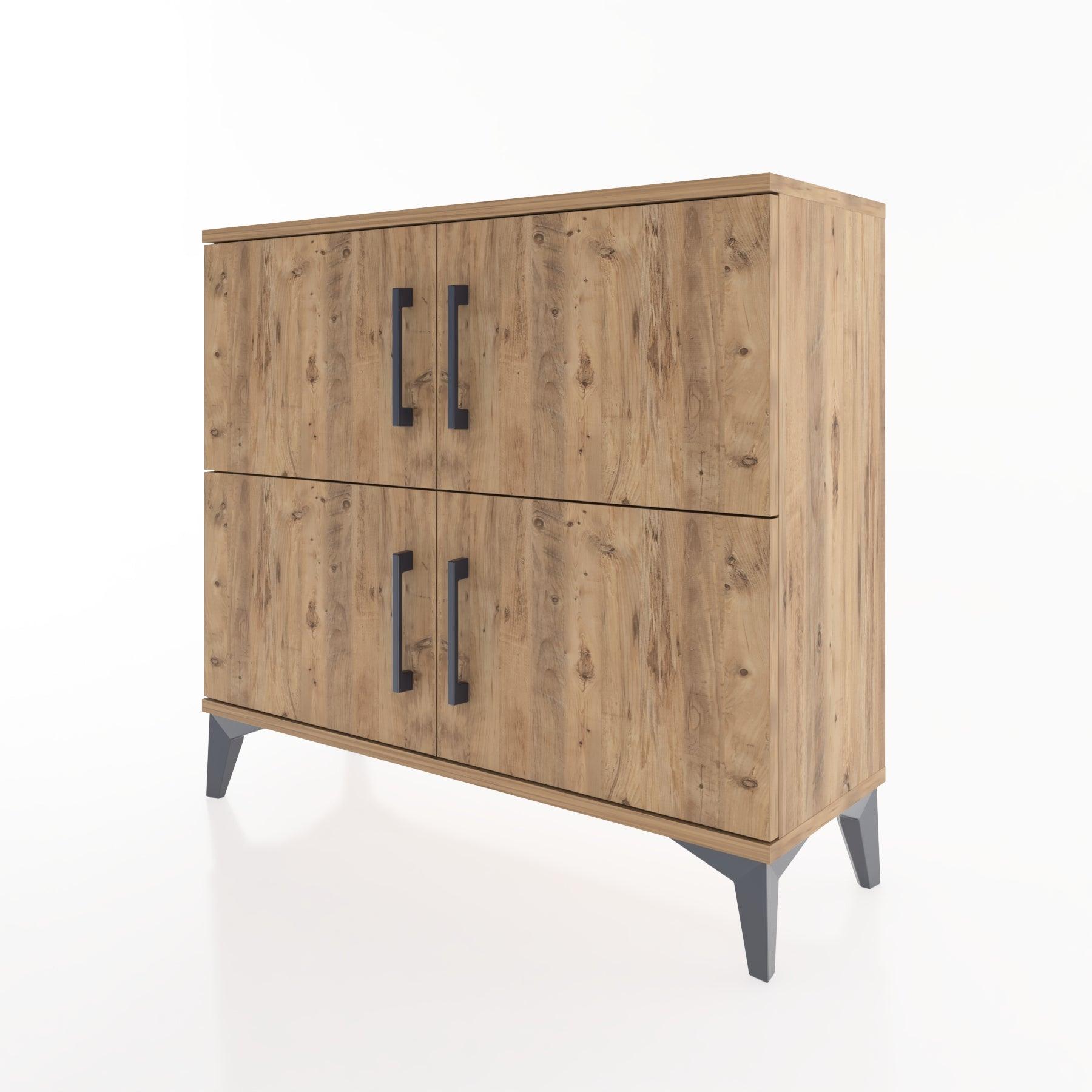 Woodntry Modüler Şifonyer Dört Kapaklı 88x30x68 cm Çam - Woodntry