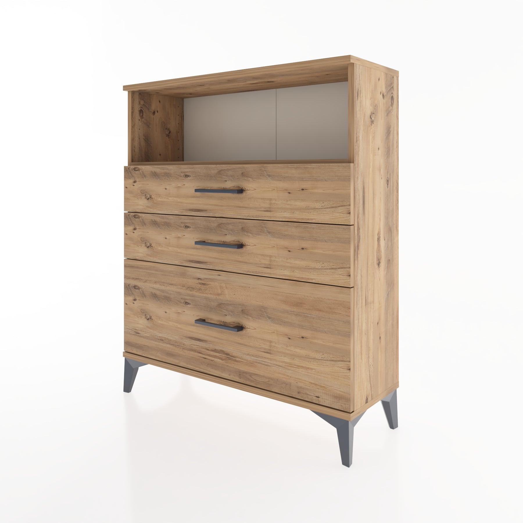 Woodntry Modüler Şifonyer Çam 88x30x94 cm Çekmeceli ve Raflı CR13-3