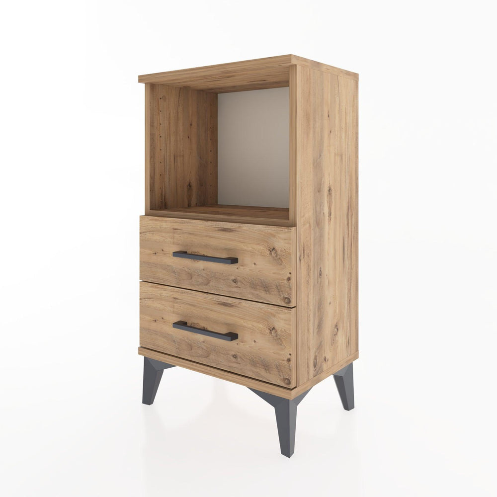 Woodntry Modüler Komodin 2 Çekmece ve Raflı V2 44x30x68 cm Çam - Woodntry