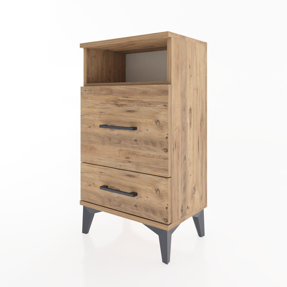 Woodntry Modüler Komodin 2 Çekmece ve Raflı V4 44x30x68 cm Çam - Woodntry