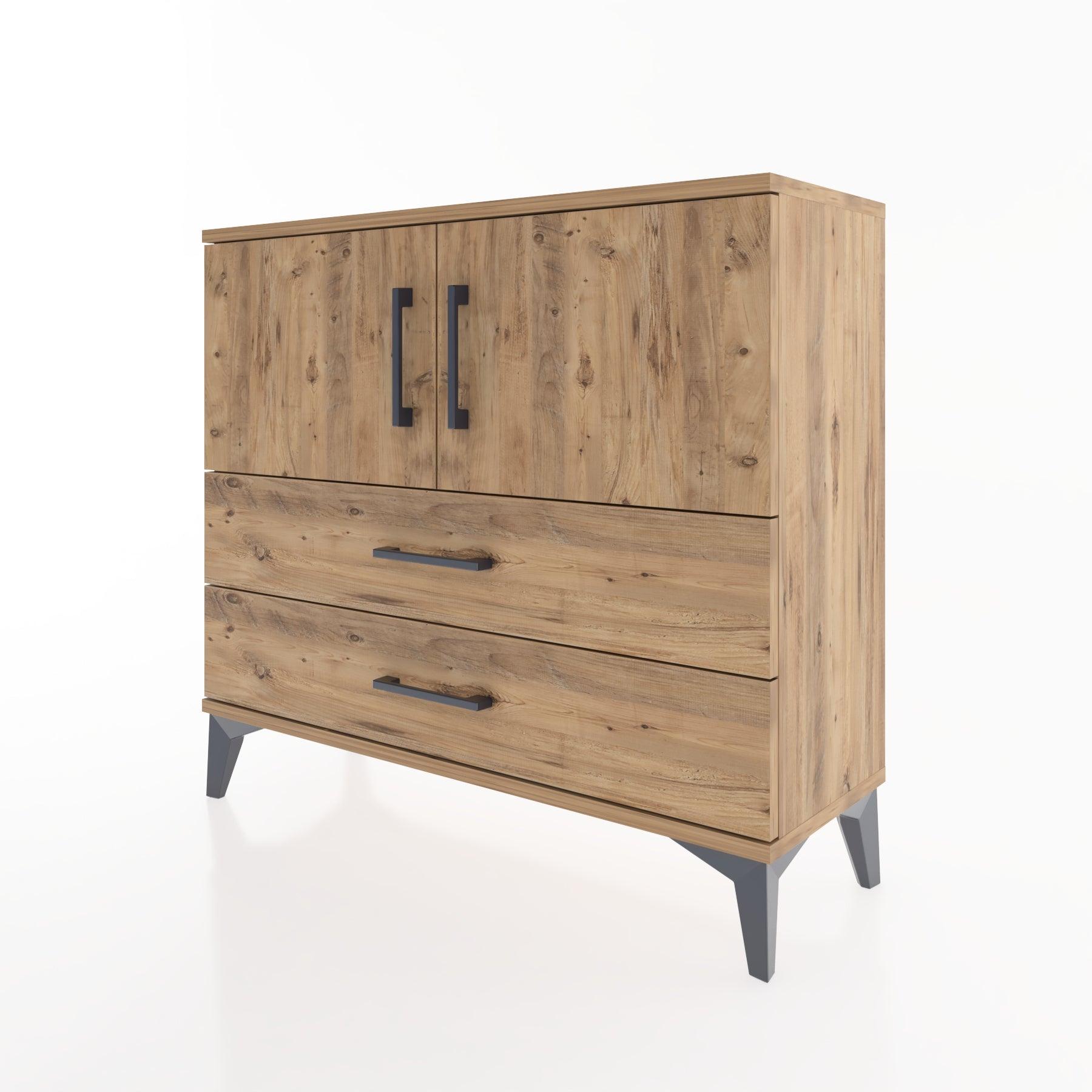 Woodntry Modüler Şifonyer Kapak ve Çekmeceli T1 88x30x94 cm Çam - Woodntry