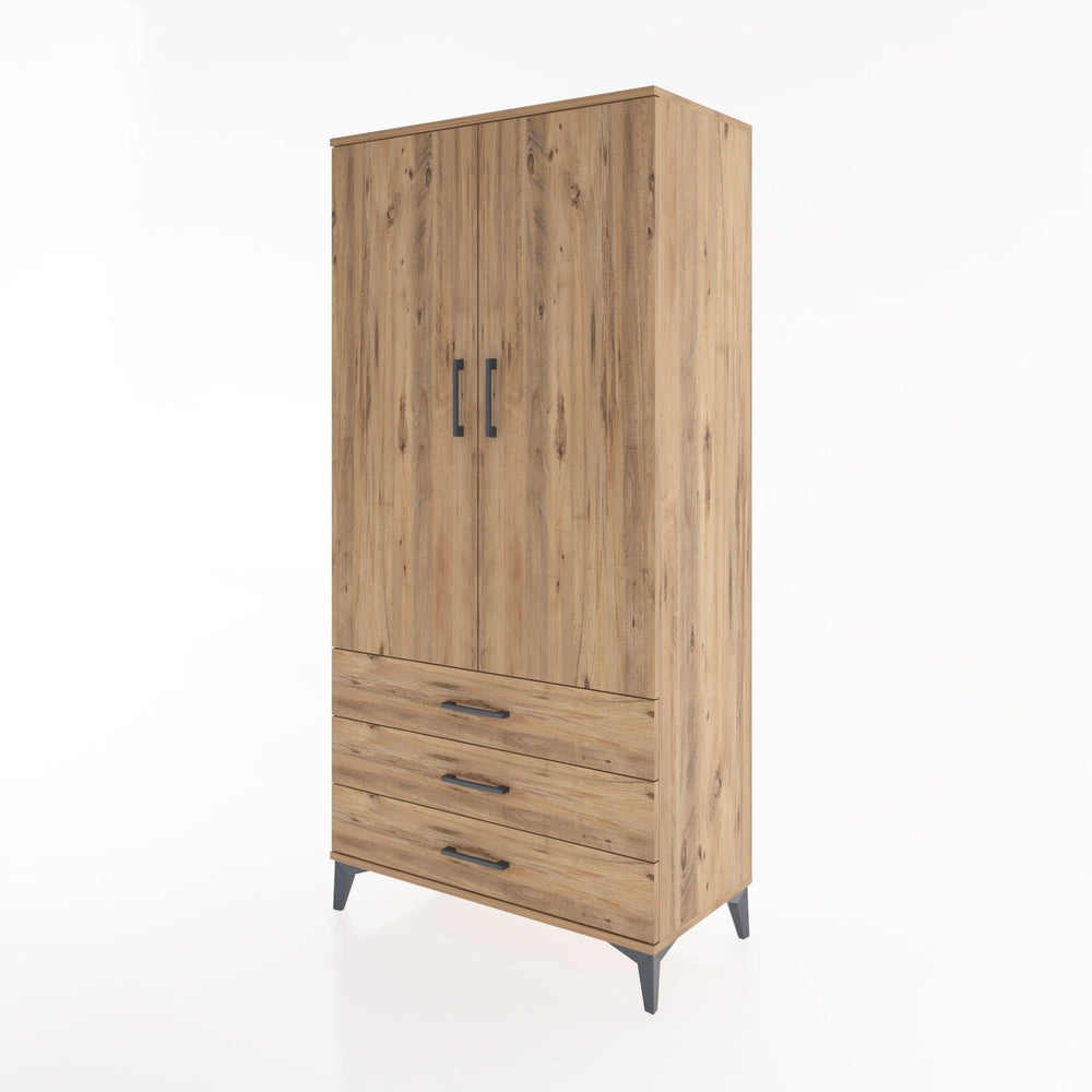 Woodntry Modüler Dolap Çam 88x44x170 cm Kapaklı ve Çekmeceli KC6-3