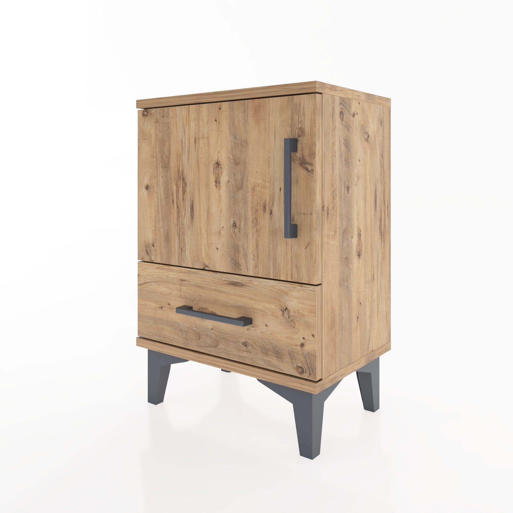 Woodntry Modüler Komodin Kapak ve Çekmeceli 44x30x52 cm Çam - Woodntry