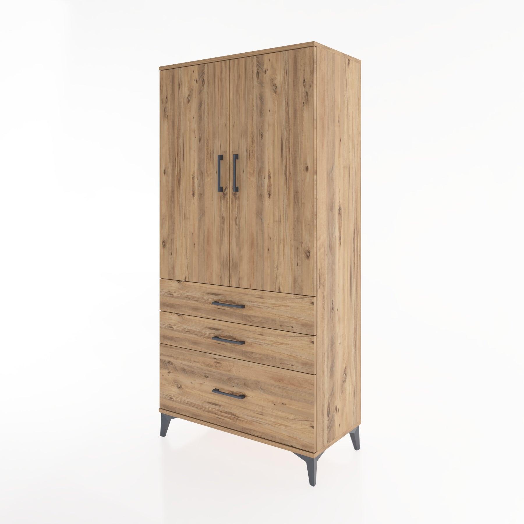 Woodntry Modular Cabinet Pine 88x44x170 cm with Doors and Drawers KC14-3