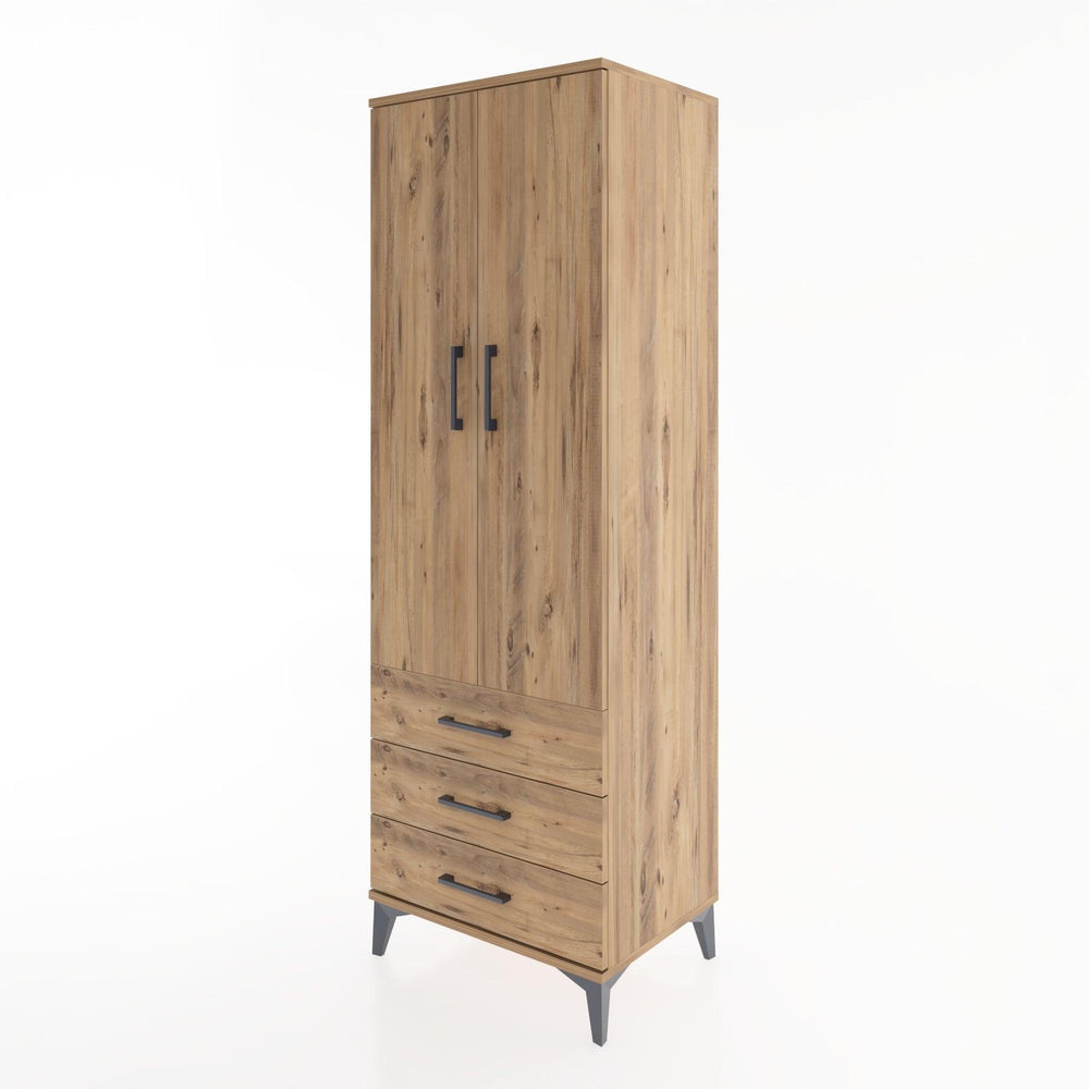 Woodntry Modüler Dolap Çam 60x44x170 cm Kapaklı ve Çekmeceli KC28-3