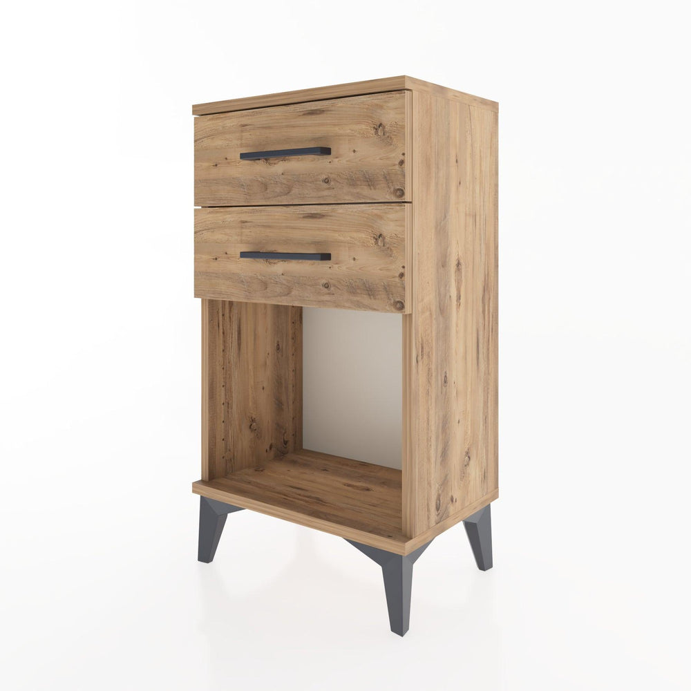 Woodntry Modüler Komodin 2 Çekmece ve Raflı V1 44x30x68 cm Çam - Woodntry