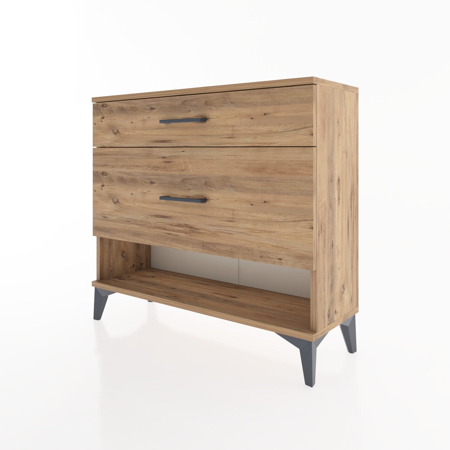 Woodntry Modüler Şifonyer İki Çekmeceli V8 88x30x68 cm Çam - Woodntry