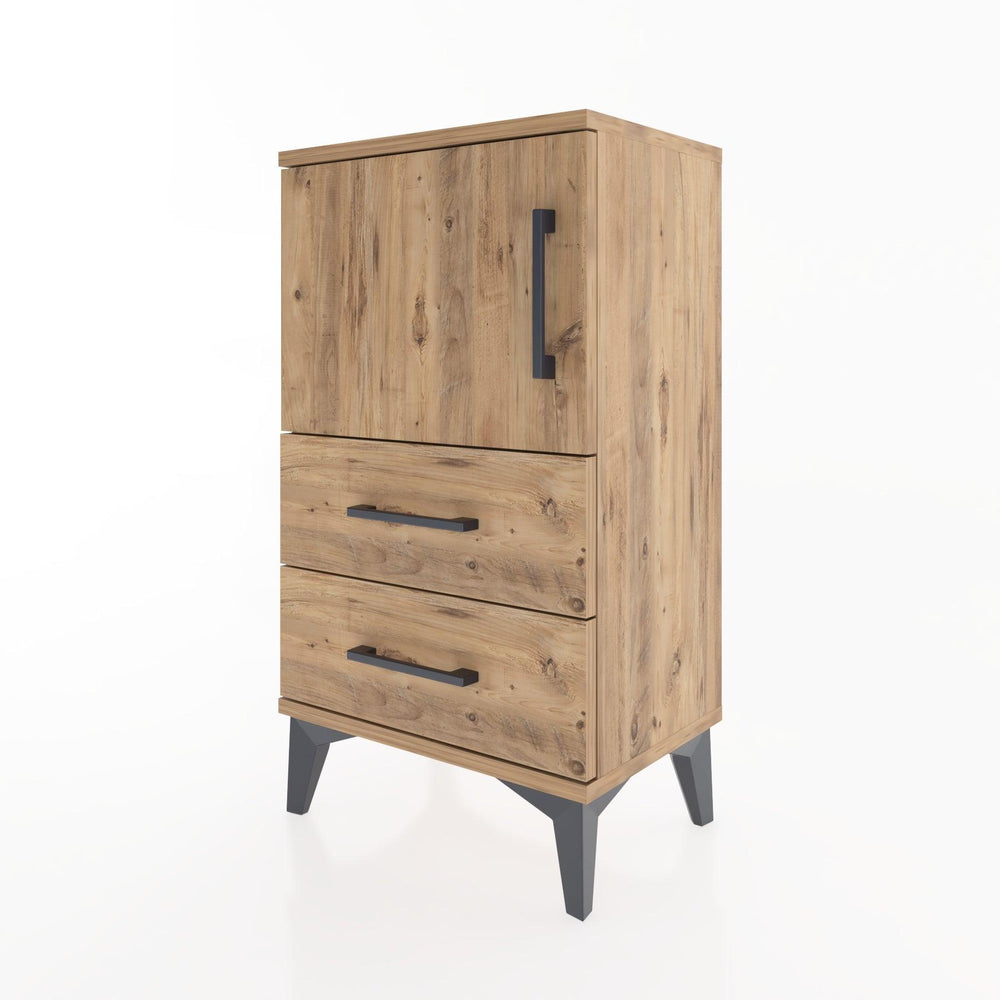 Woodntry Modüler Komodin Kapaklı 2 Çekmeceli 44x30x68 cm Çam - Woodntry