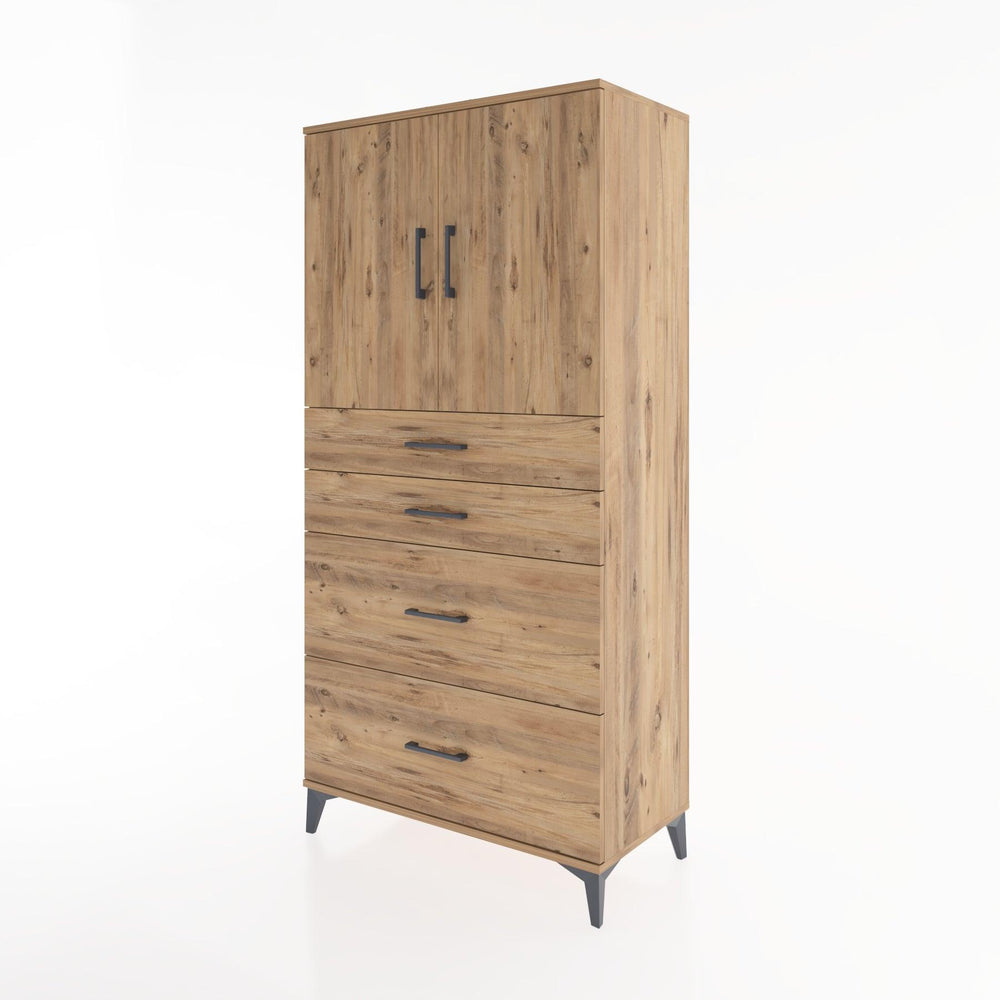 Woodntry Modular Cabinet Pine 88x44x170 cm with Doors and Drawers KC19-3