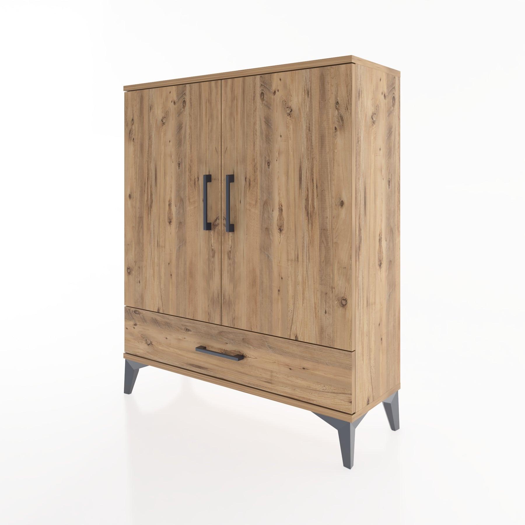 Woodntry Modüler Şifonyer Çam 88x30x94 cm Kapaklı ve Çekmeceli KC2-3