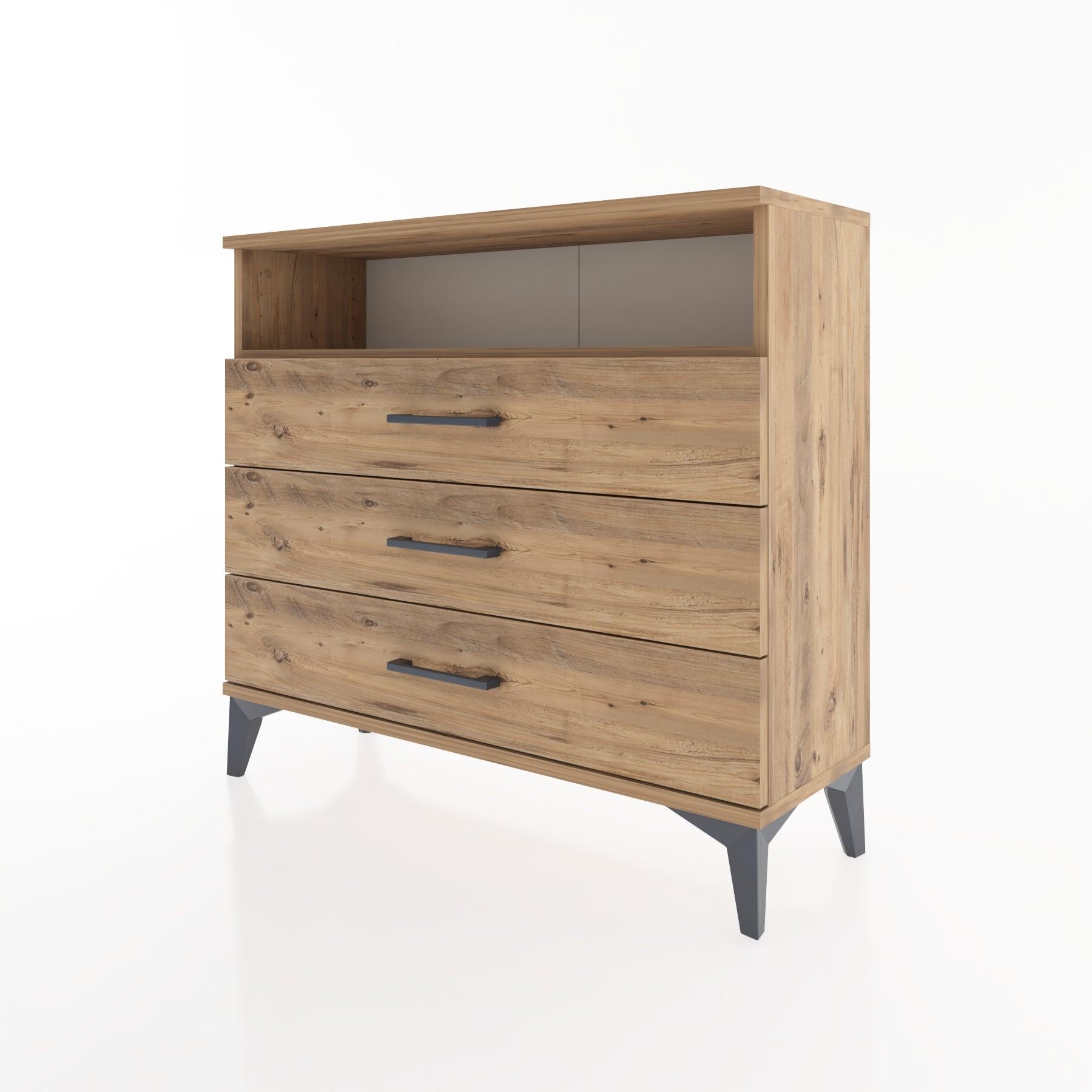 Woodntry Modüler Şifonyer Üç Çekmeceli V2 88x30x68 cm Çam - Woodntry