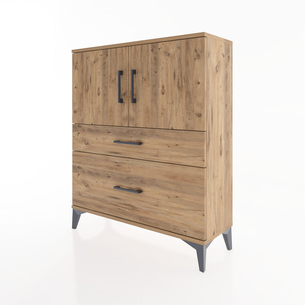 Woodntry Modüler Şifonyer Çam 88x30x94 cm Kapaklı ve Çekmeceli KC11-3