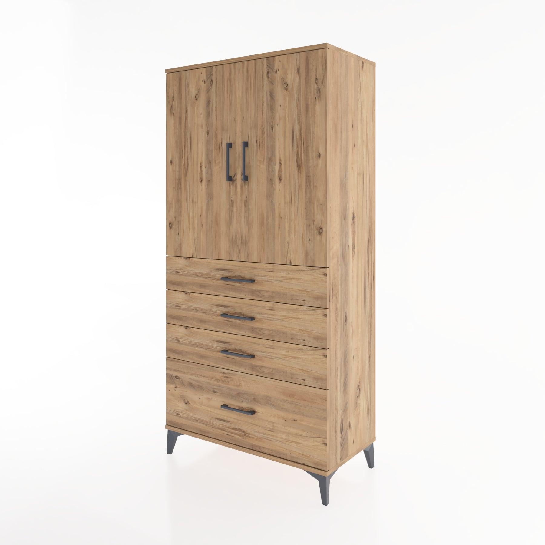 Woodntry Modular Cabinet Pine 88x44x170 cm with Doors and Drawers KC13-3