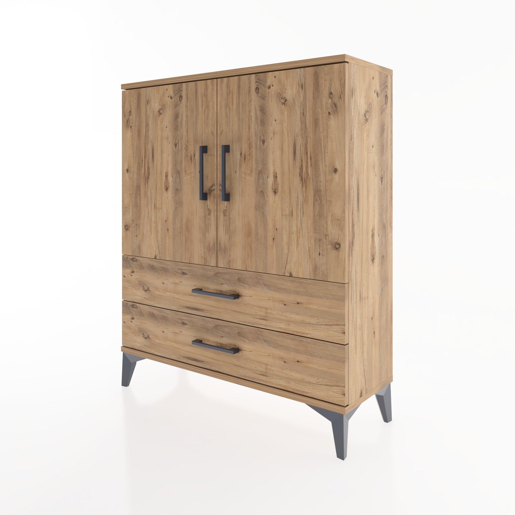 Woodntry Modüler Şifonyer Çam 88x30x94 cm Kapaklı ve Çekmeceli KC6-3