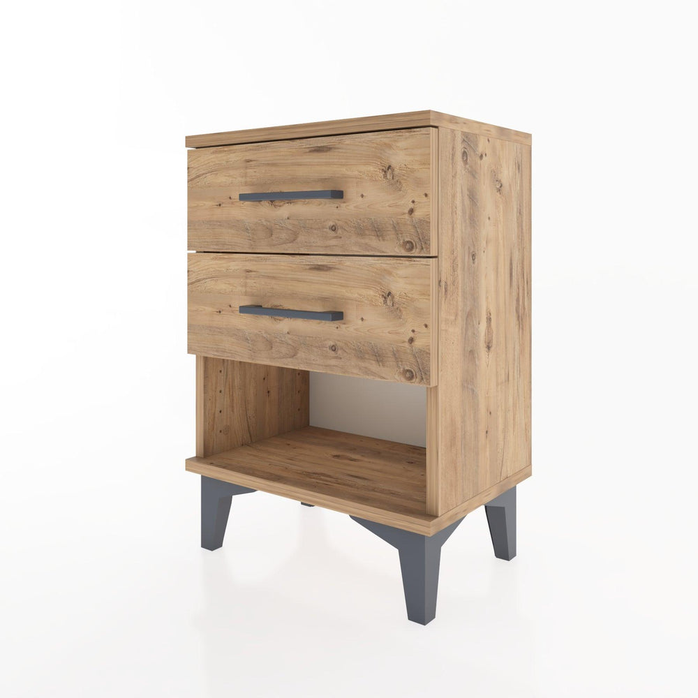 Woodntry Modüler Komodin İki Çekmece ve Raf 44x30x52 cm Çam - Woodntry