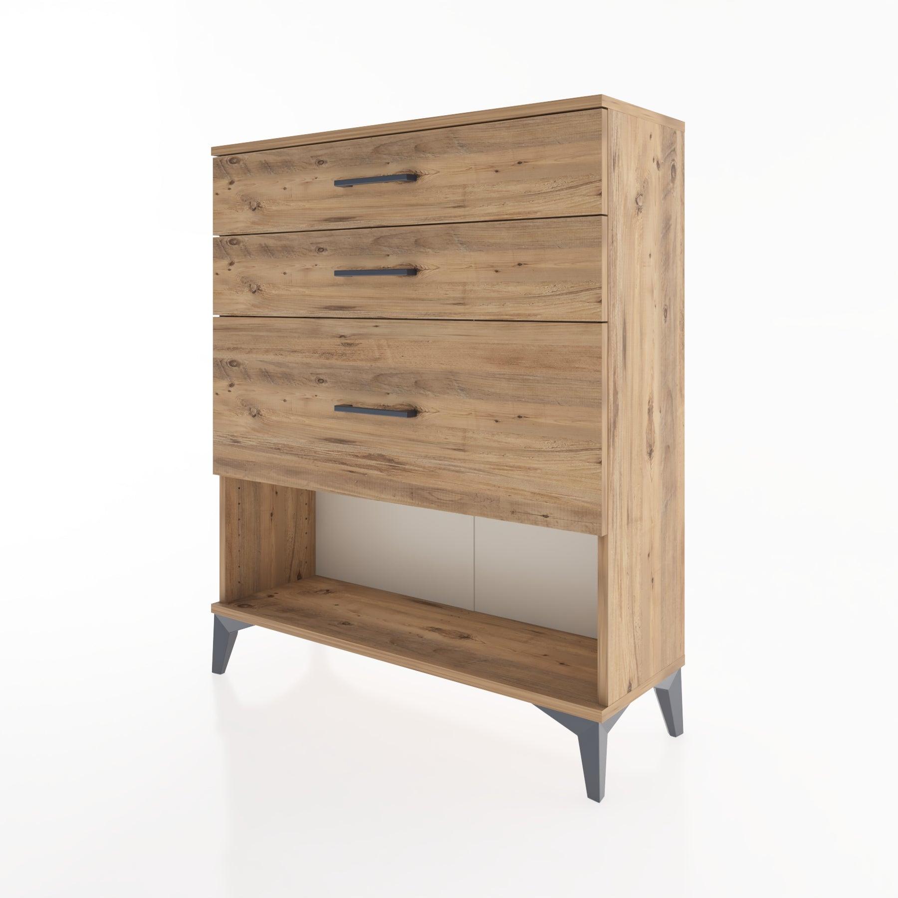 Woodntry Modular Dresser Pine 88x30x94 cm with Drawers and Shelves CR15-3