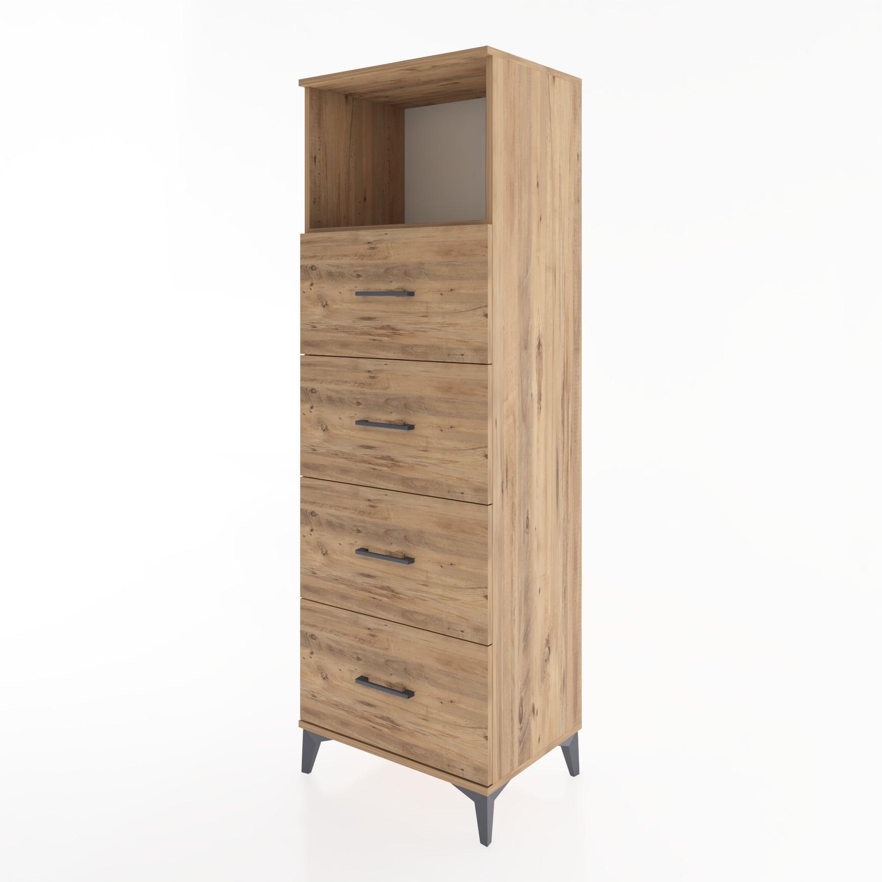 Woodntry Modüler Dolap Çam 60x44x170 cm Çekmeceli ve Raflı CR52-3