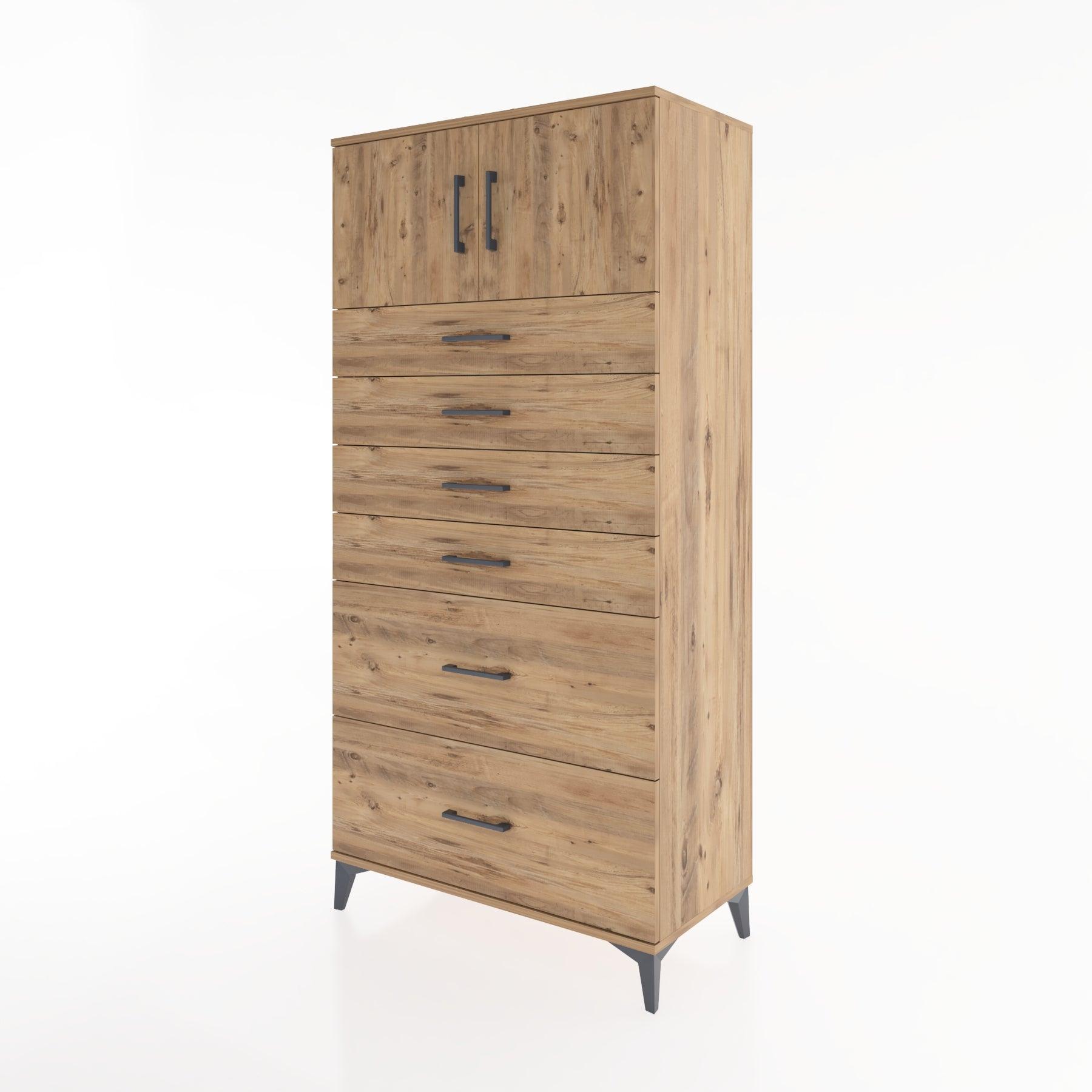 Woodntry Modular Cabinet Pine 88x44x170 cm with Doors and Drawers KC17-3
