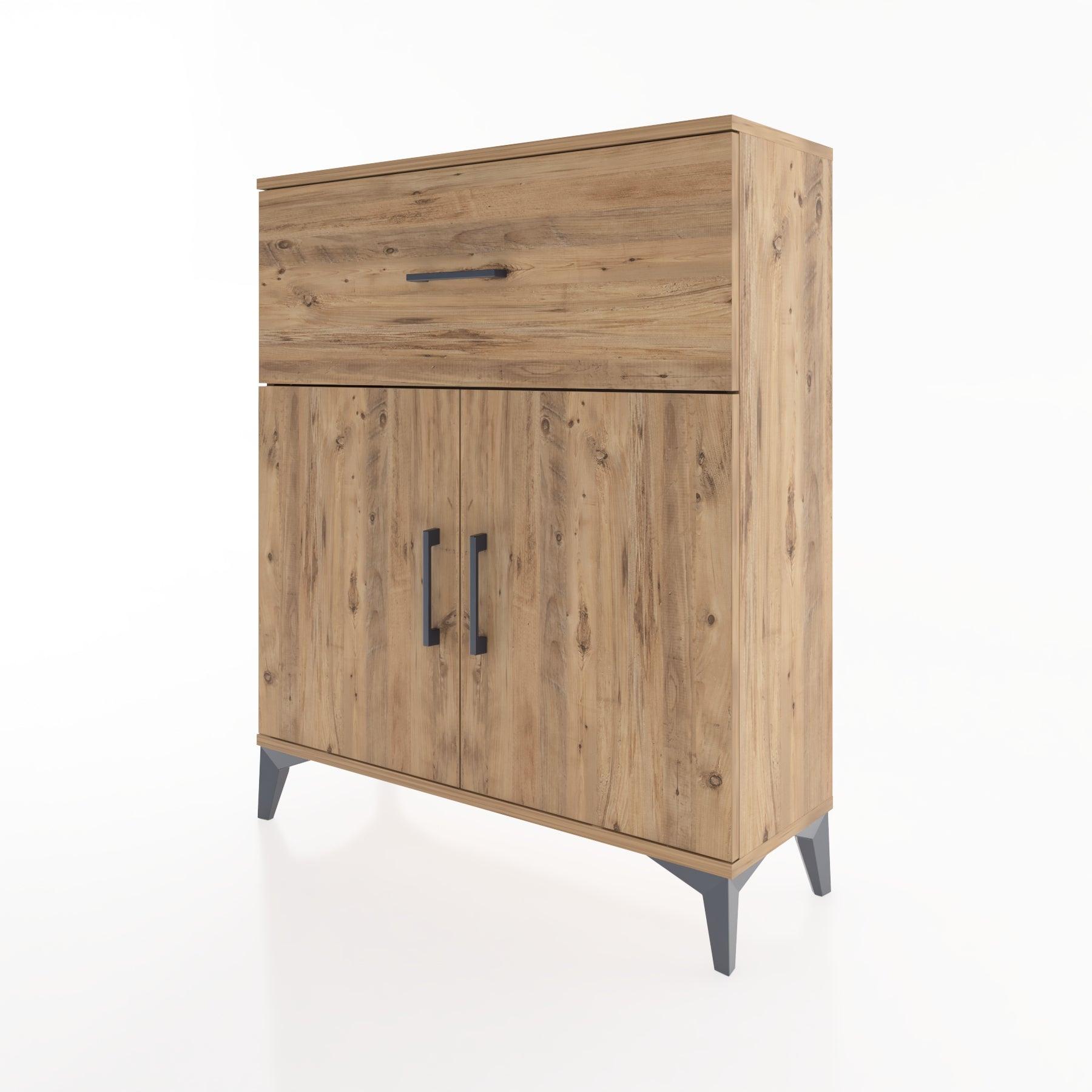 Woodntry Modüler Şifonyer Çam 88x30x94 cm Kapaklı ve Çekmeceli KC9-3
