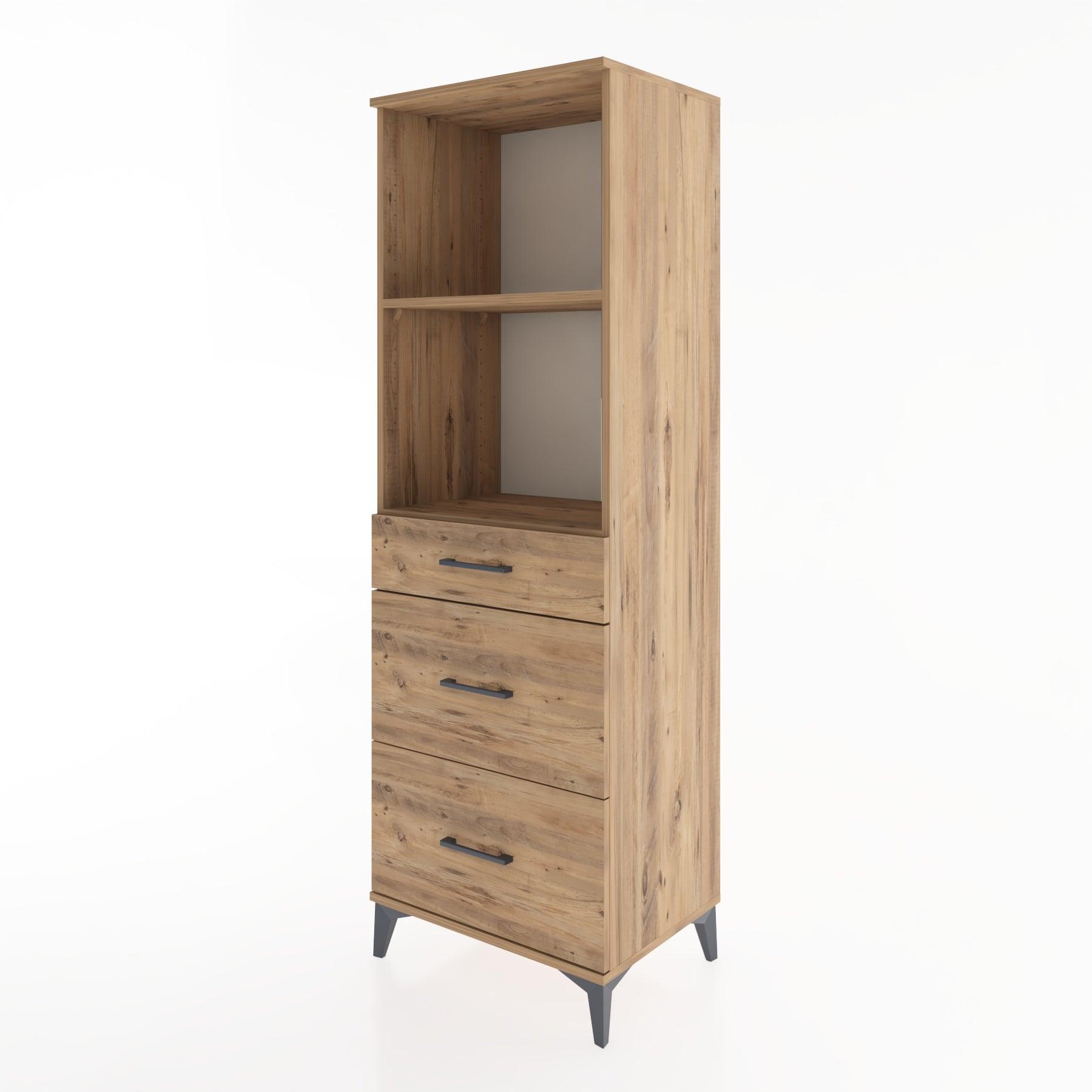 Woodntry Modüler Dolap Çam 60x44x170 cm Çekmeceli ve Raflı CR47-3