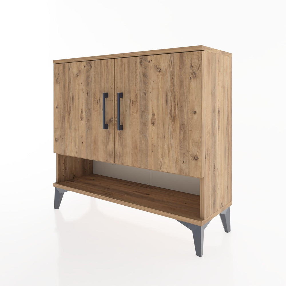 Woodntry Modüler Şifonyer İki Kapak ve Raflı V1 88x30x68 cm Çam - Woodntry