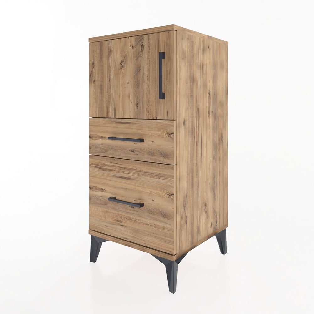 Woodntry Modular Nightstand Pine 44x44x84 cm with Cover and Drawer KC45-3