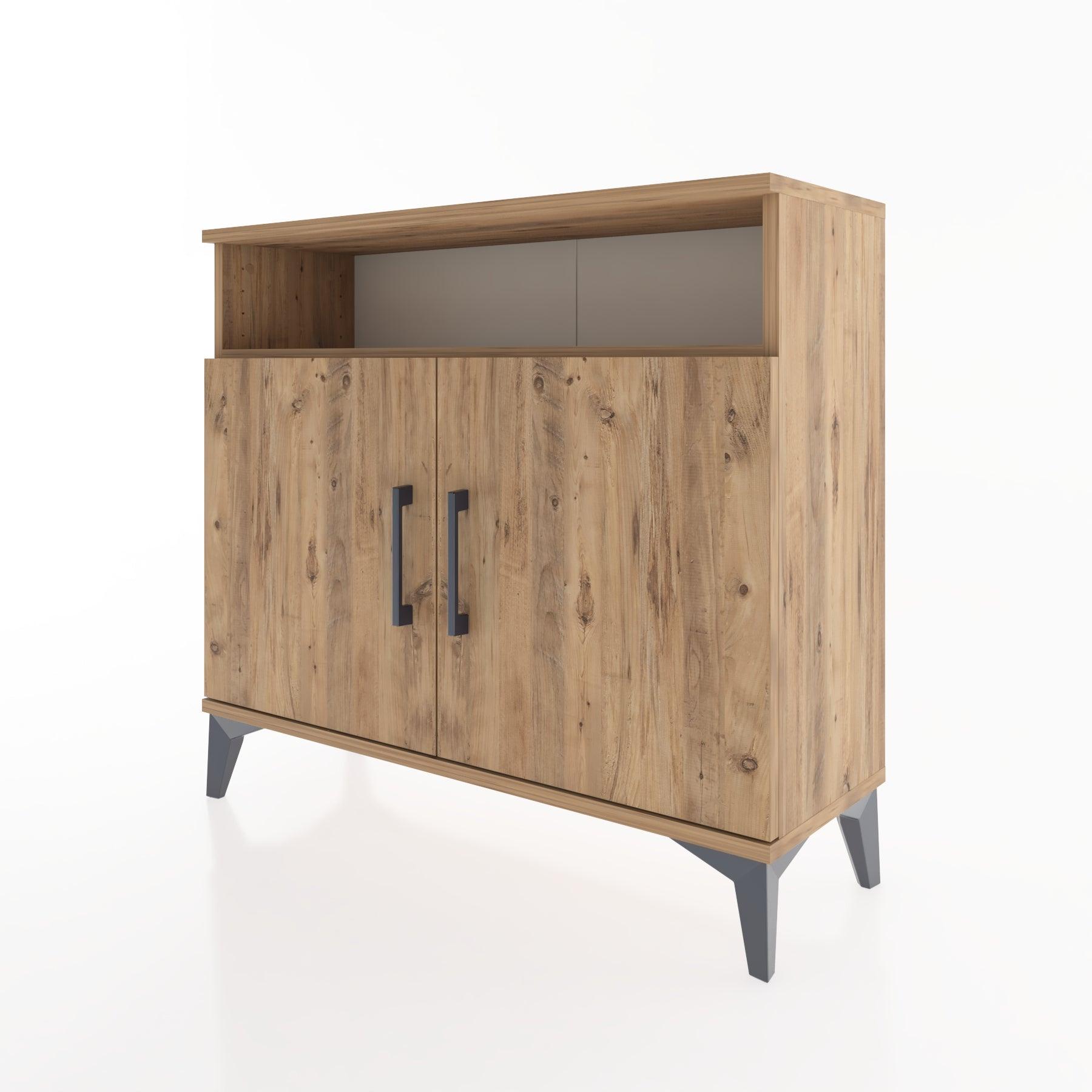 Woodntry Modüler Şifonyer Raf ve İki Kapaklı V1 88x30x68 cm Çam - Woodntry