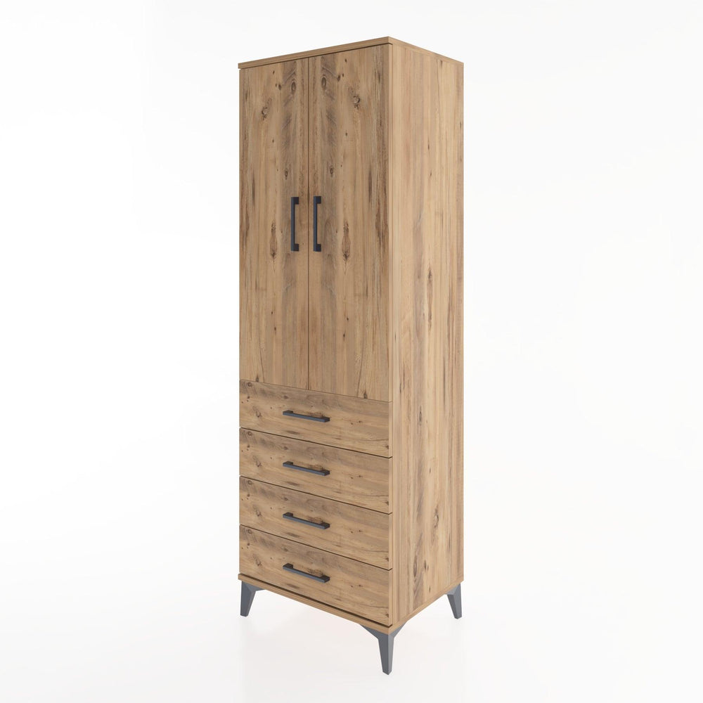 Woodntry Modüler Dolap Çam 60x44x170 cm Kapaklı ve Çekmeceli KC5-3