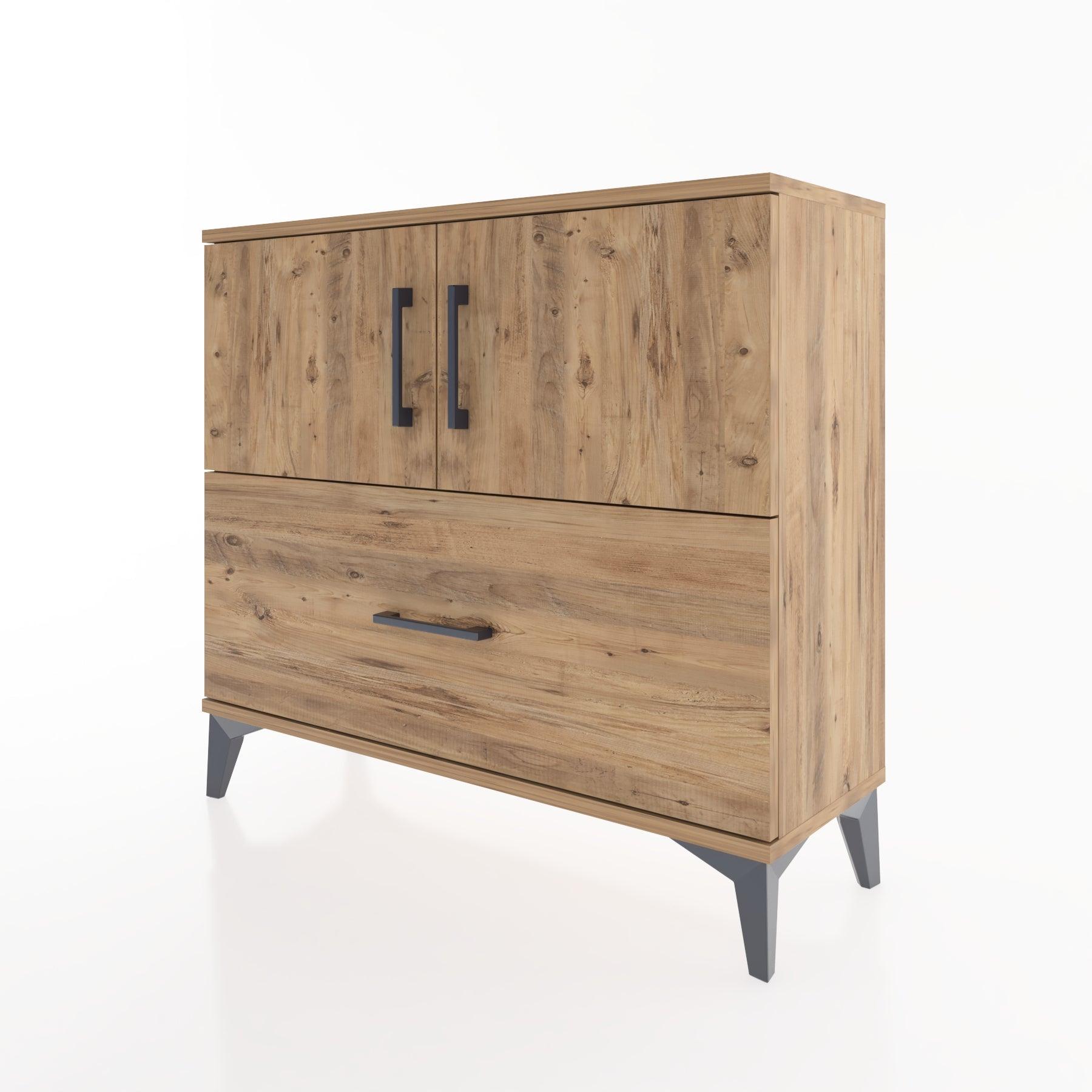 Woodntry Modüler Şifonyer Kapak ve Çekmeceli V2 88x30x68 cm Çam - Woodntry