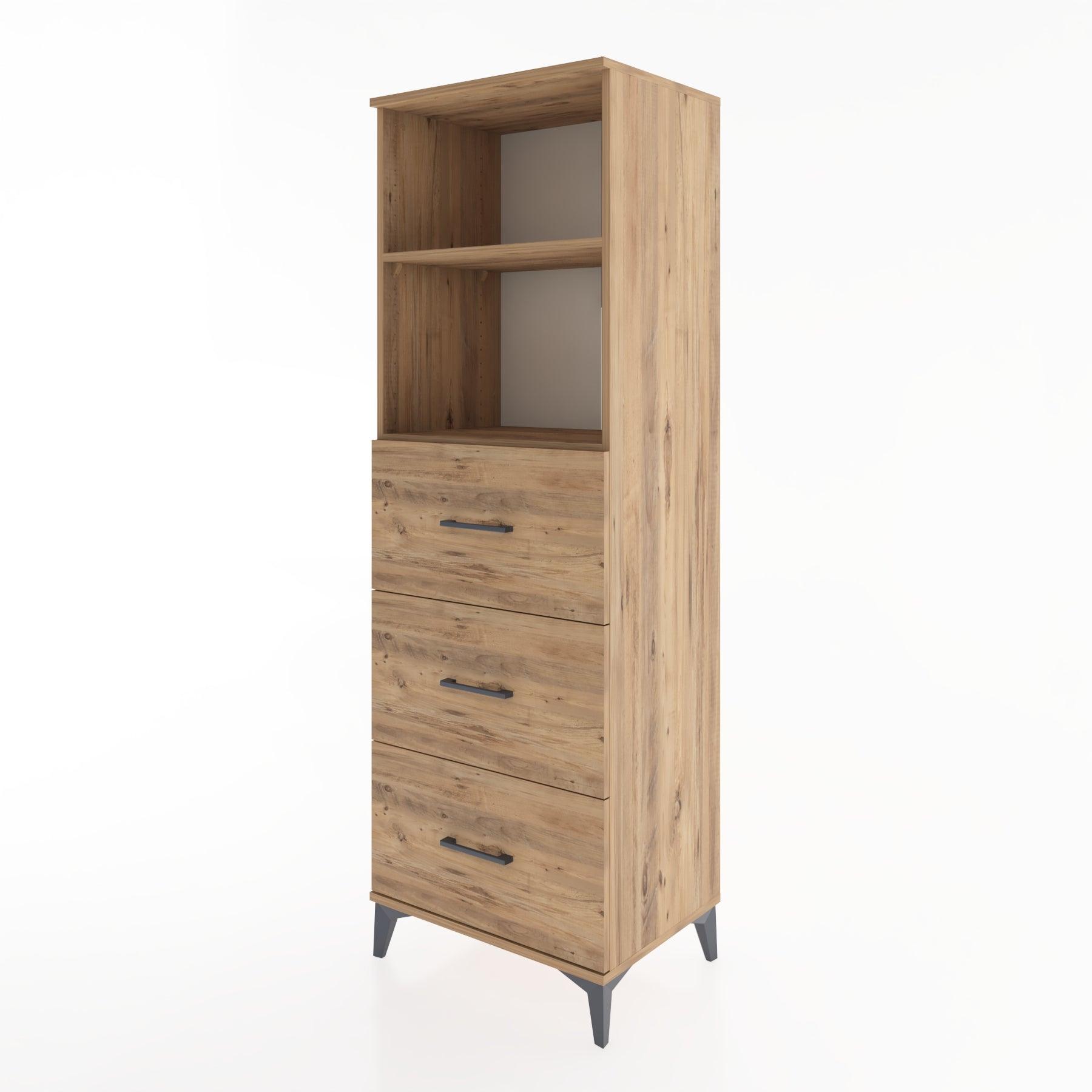 Woodntry Modüler Dolap Çam 60x44x170 cm Çekmeceli ve Raflı CR51-3