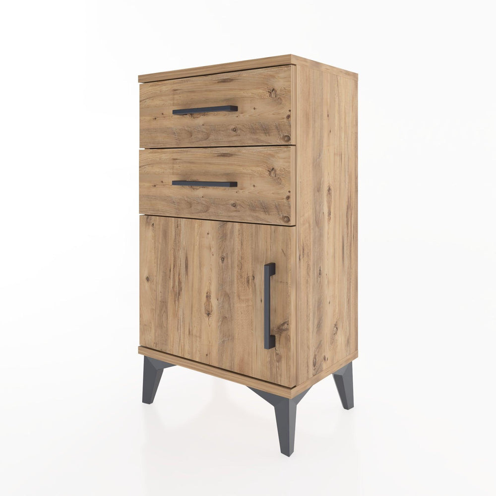 Woodntry Modüler Komodin İki Çekmece ve Kapaklı 44x30x68 cm Çam - Woodntry