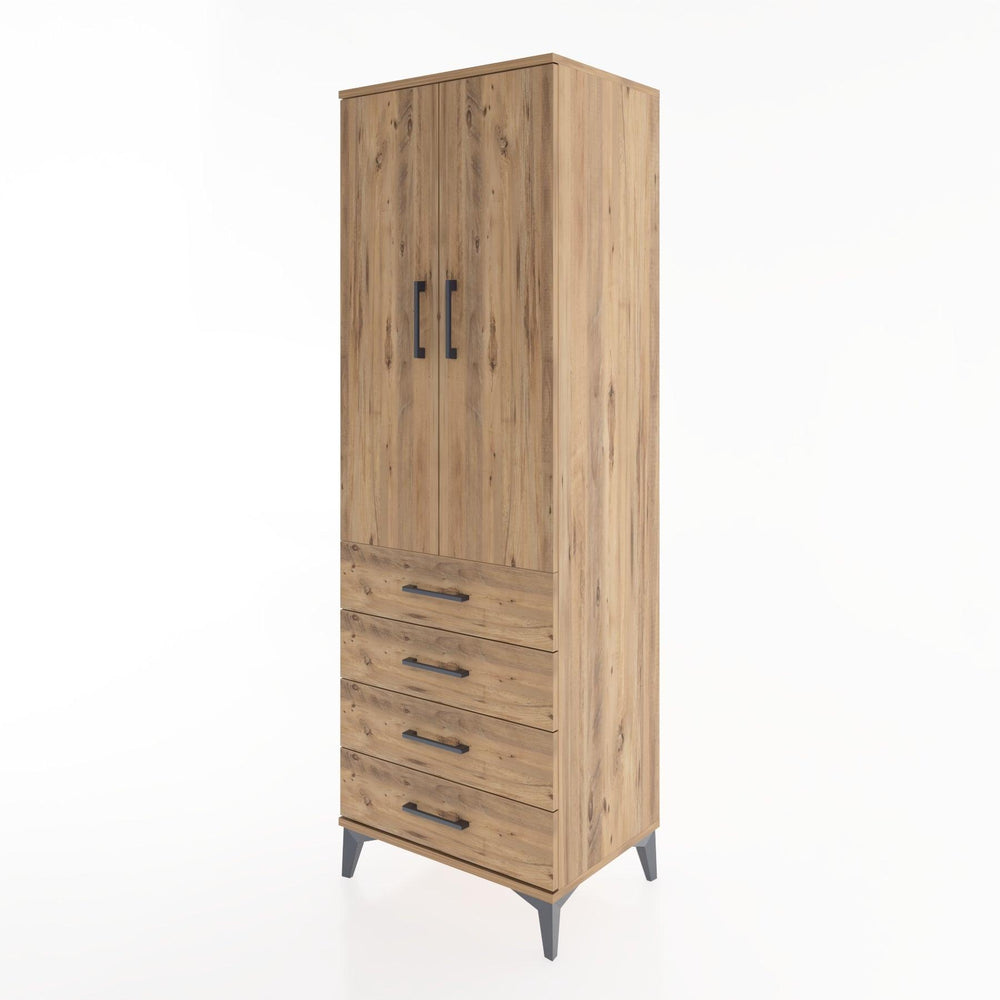 Woodntry Modüler Dolap Çam 60x44x170 cm Kapaklı ve Çekmeceli KC27-3