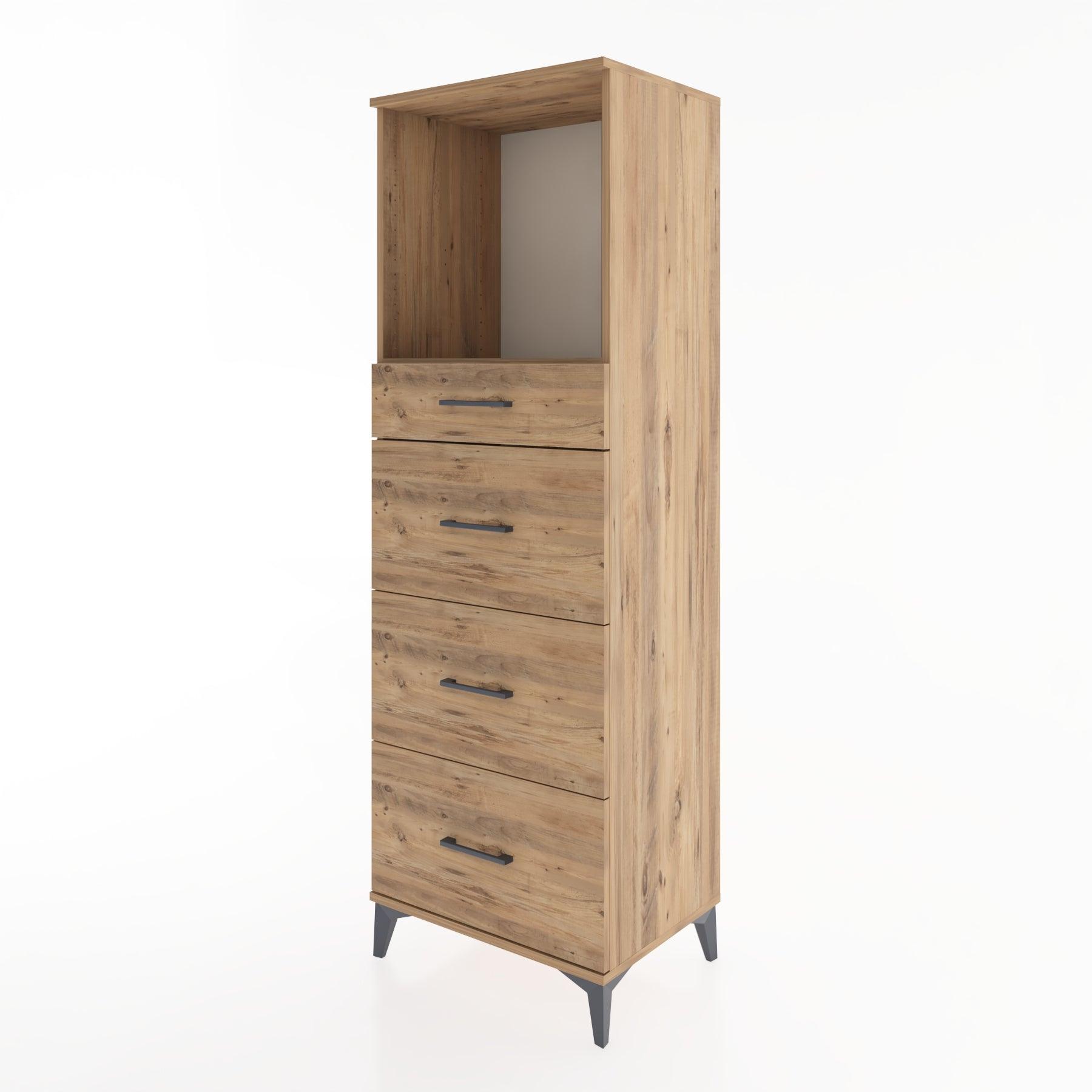 Woodntry Modüler Dolap Çam 60x44x170 cm Çekmeceli ve Raflı CR50-3