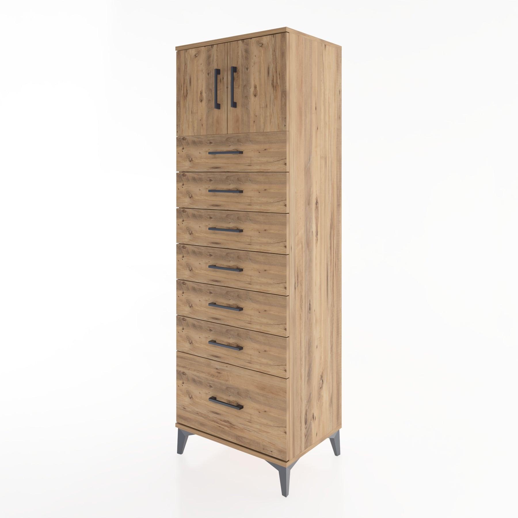 Woodntry Modular Cabinet Pine 60x44x170 cm with Doors and Drawers KC10-3