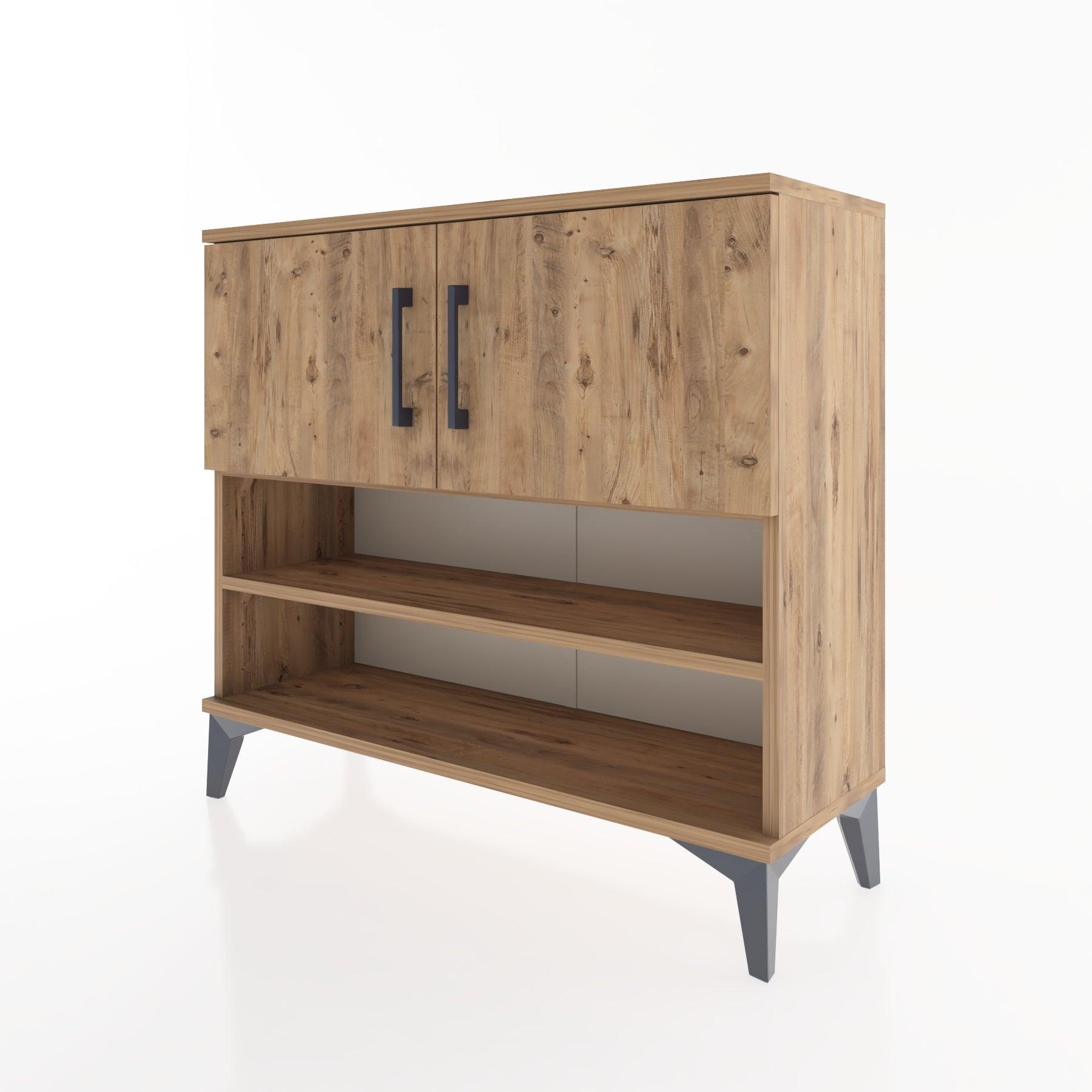 Woodntry Modüler Şifonyer Raf ve İki Kapaklı V2 88x30x68 cm Antrasit - Woodntry