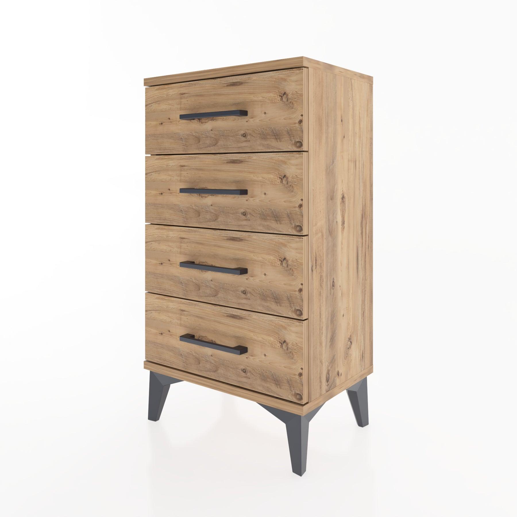 Woodntry Modüler Komodin 4 Çekmeceli 44x30x68 cm Çam - Woodntry
